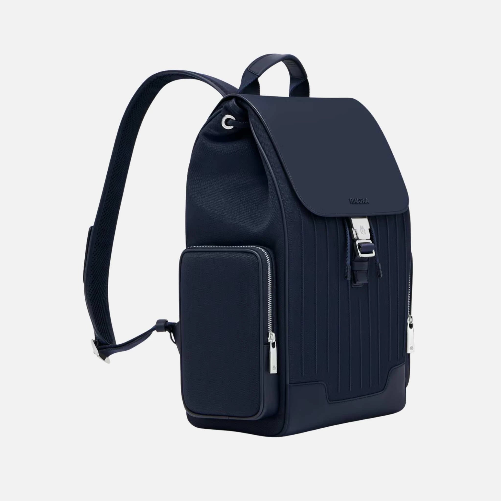 Rimowa Never Still Canvas Flap Backpack Large, Navy Blue, Side