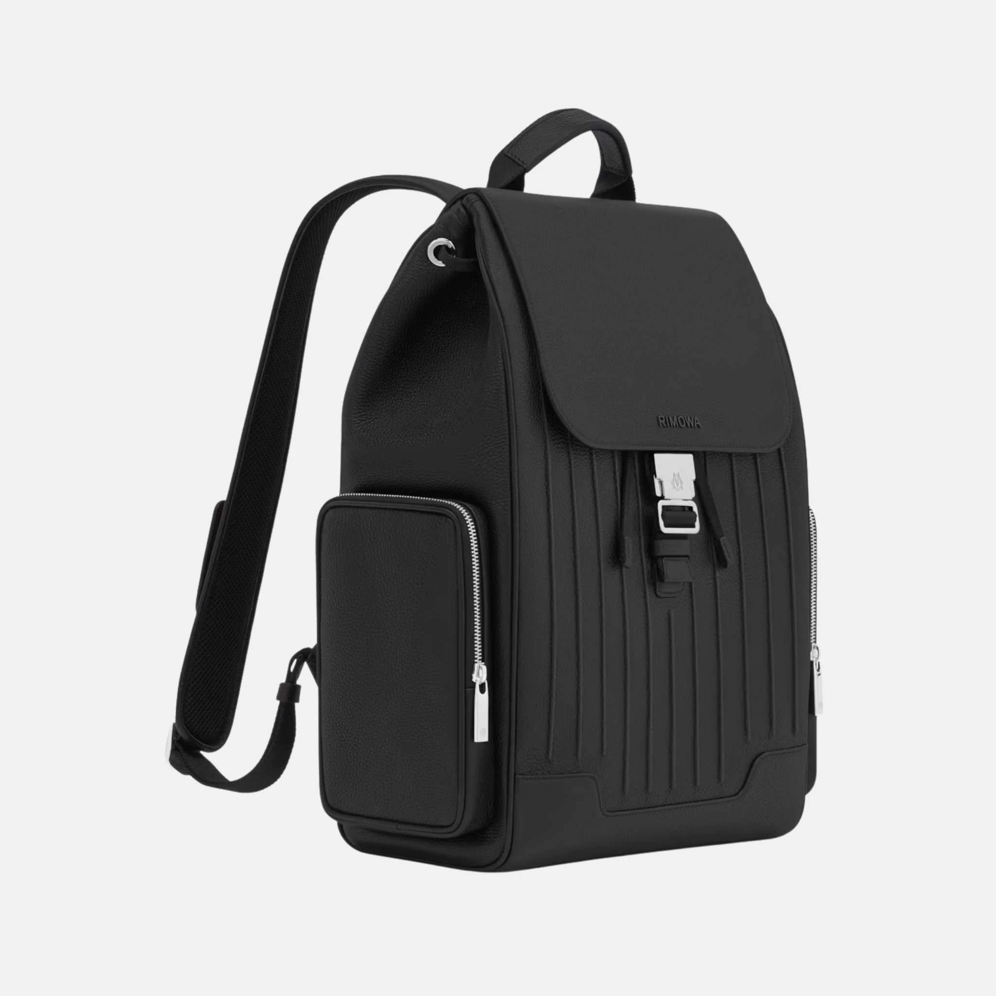 Rimowa Never Still Leather Flap Backpack Large, Black, Side