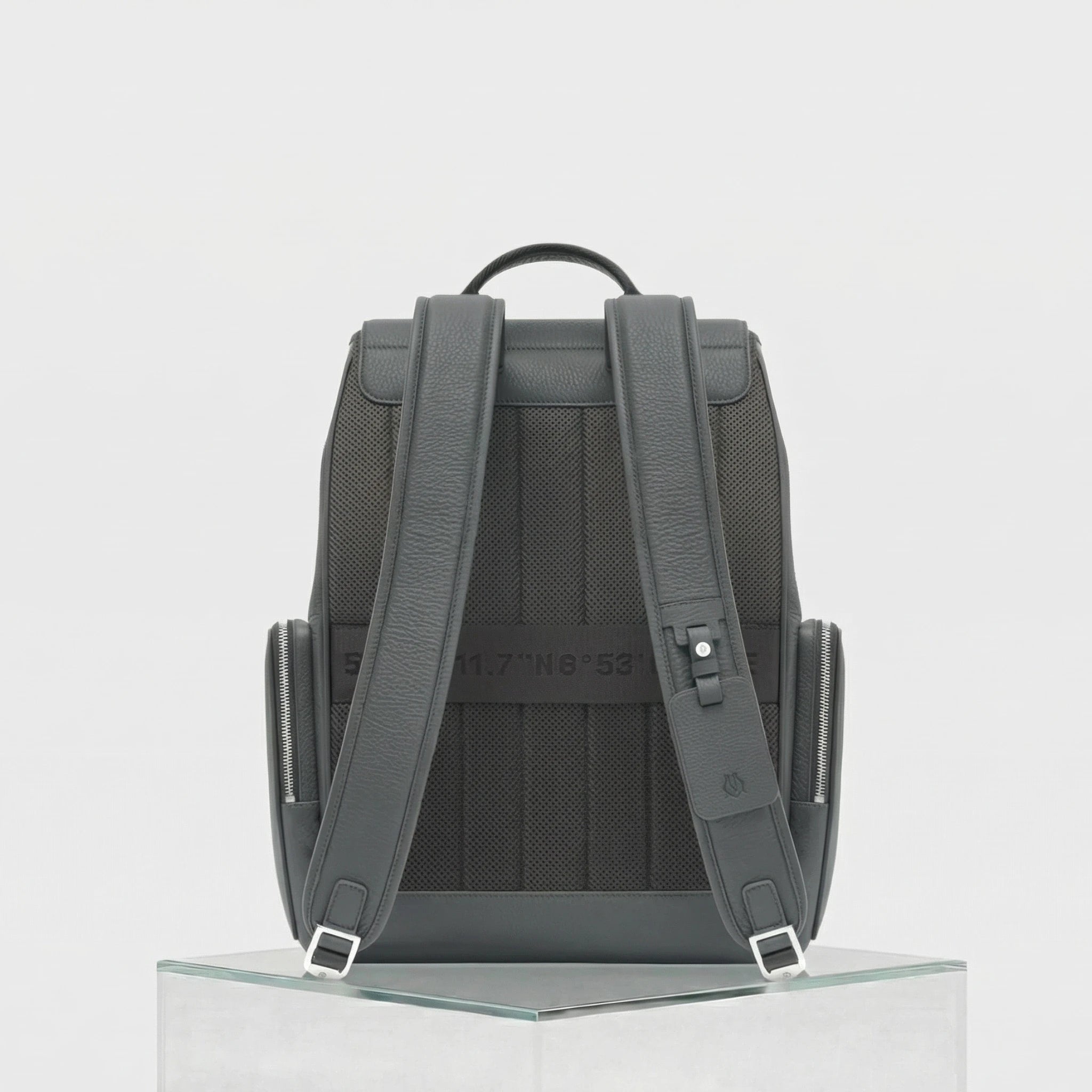 Rimowa Never Still Leather Flap Backpack Large, Grey, Back