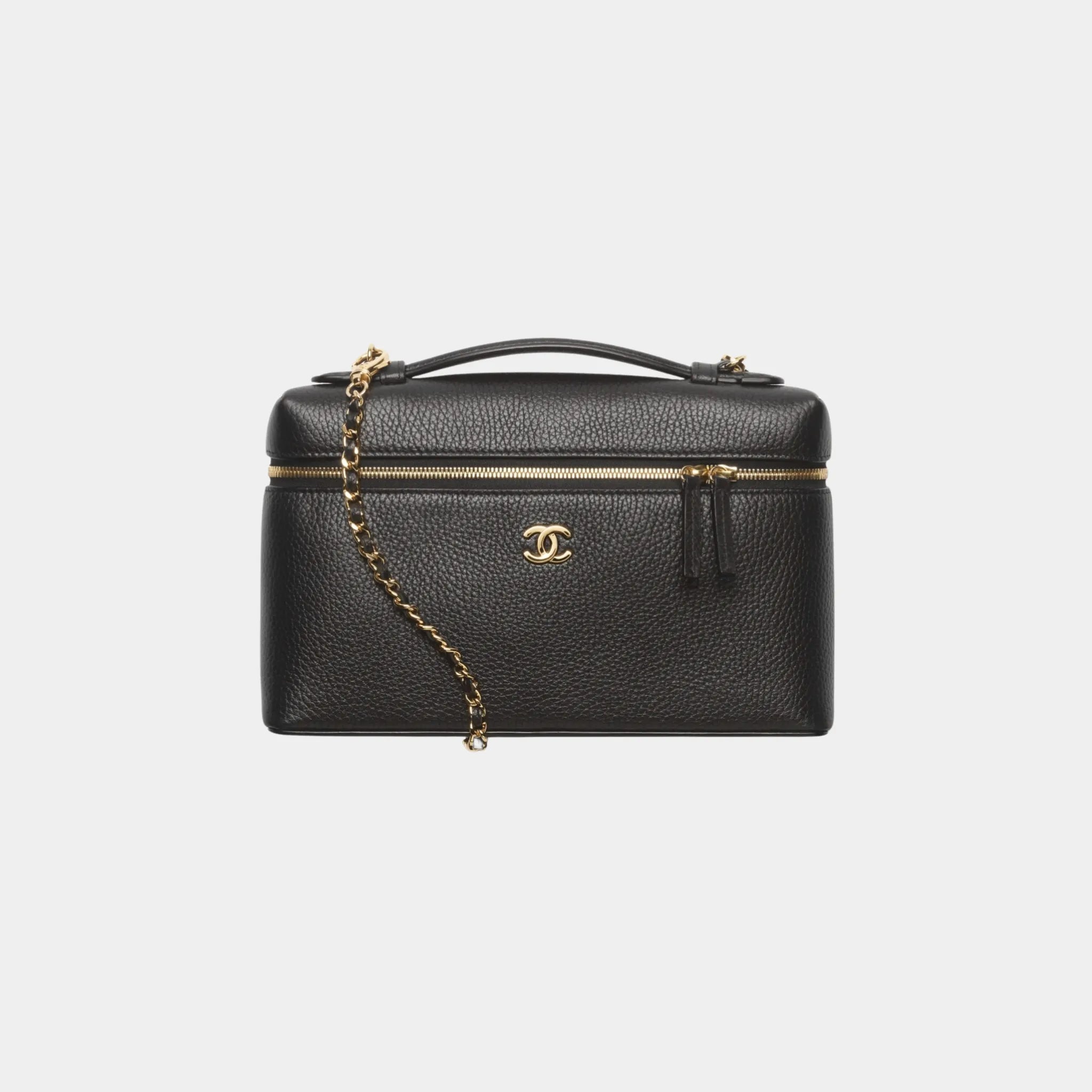 Large Vanity with chain in Black Grained Calfskin