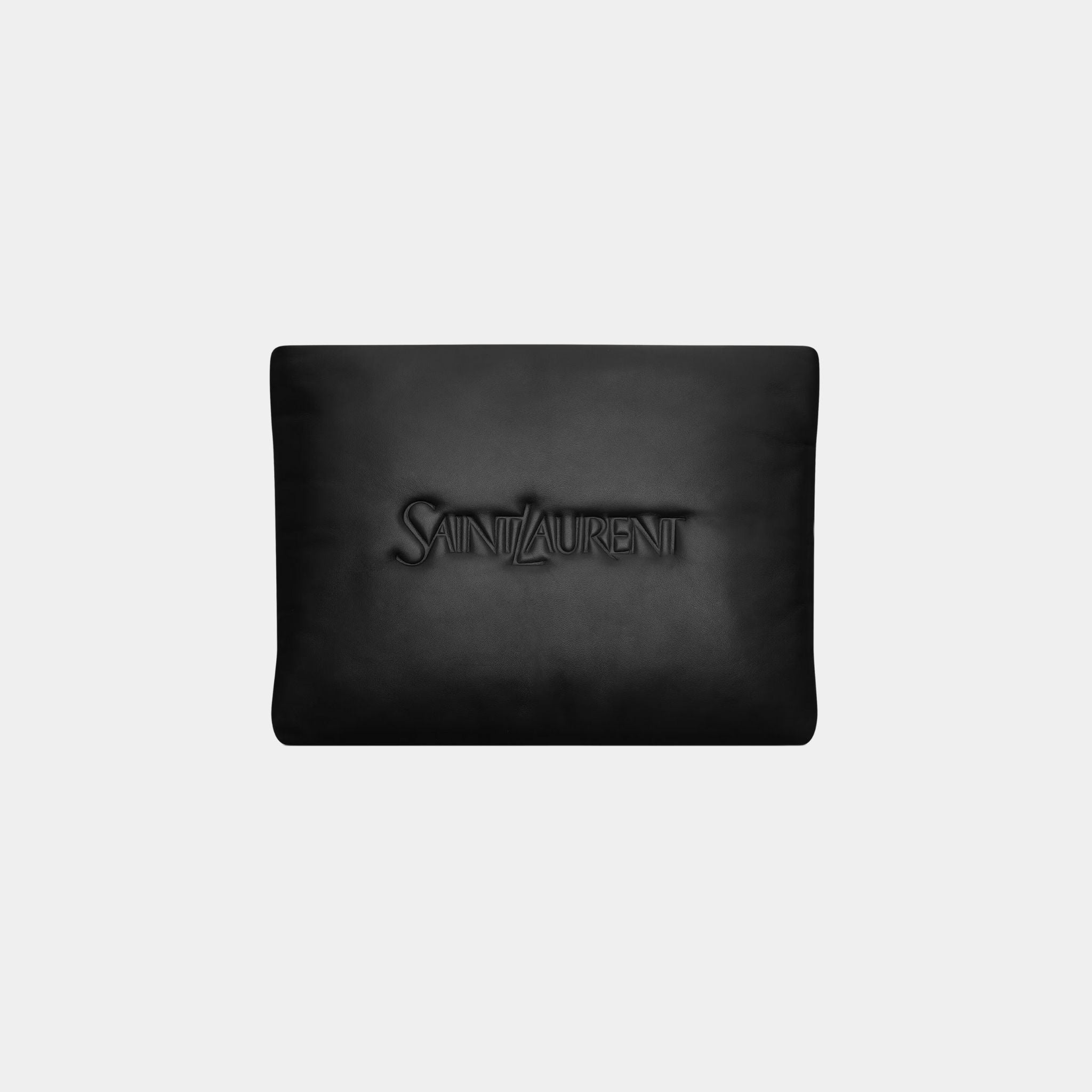 Saint laurent large Puffy Pouch Black Lambskin, Front