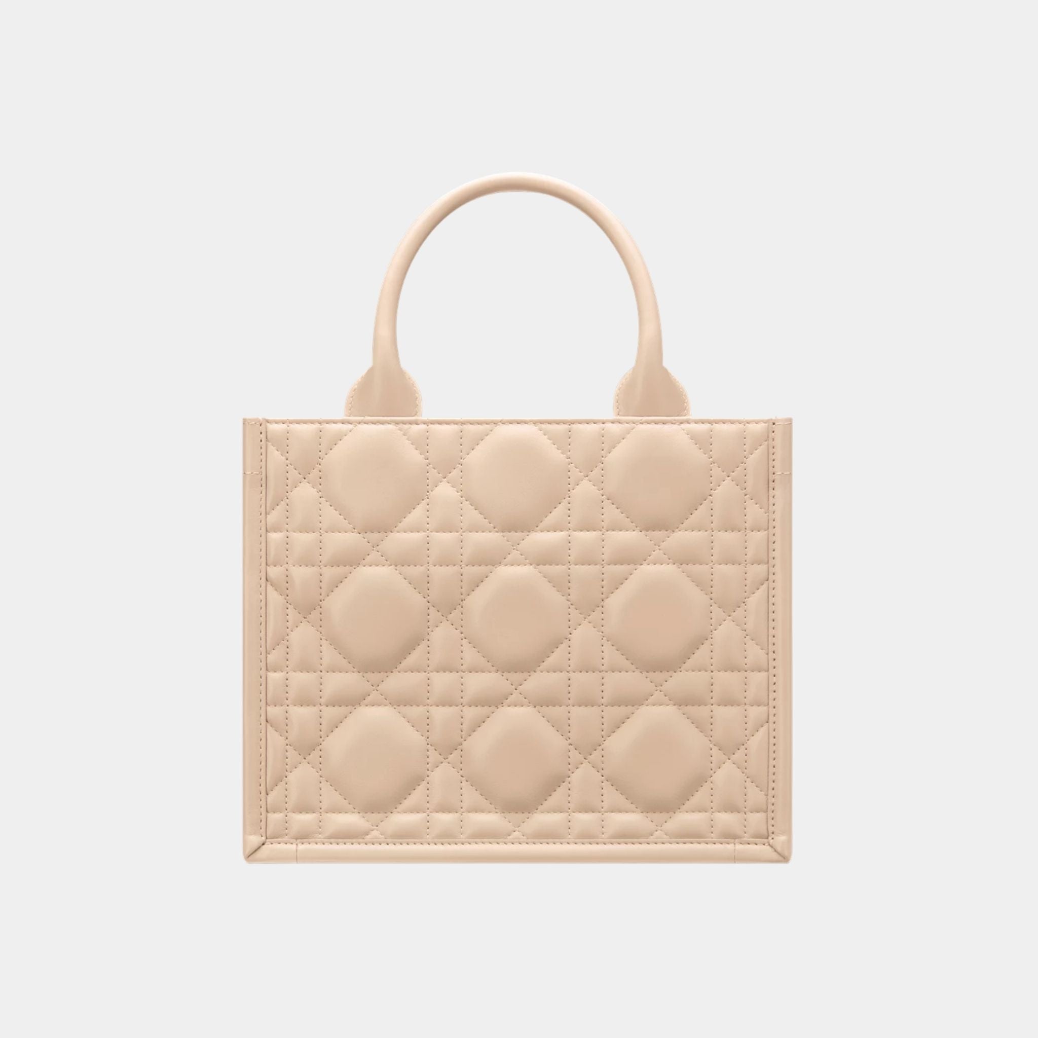 Small Dior Book Tote Macrocannage Calfskin, Powder Beige, Back