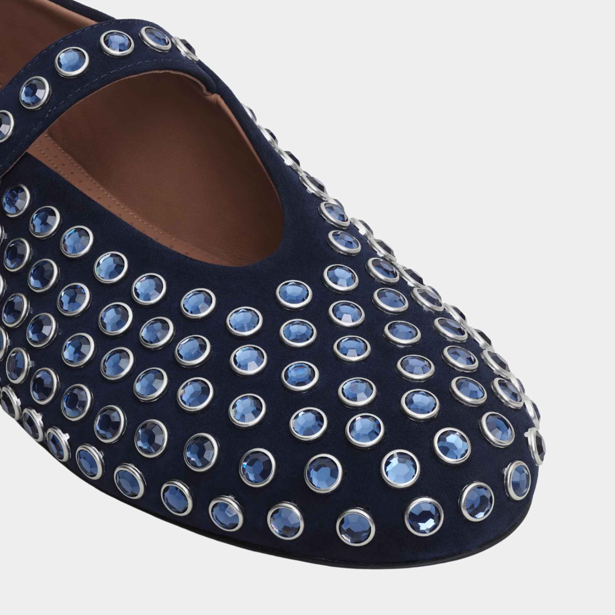 Alaïa Strass Suede Ballet Flats, Dark Blue, Close