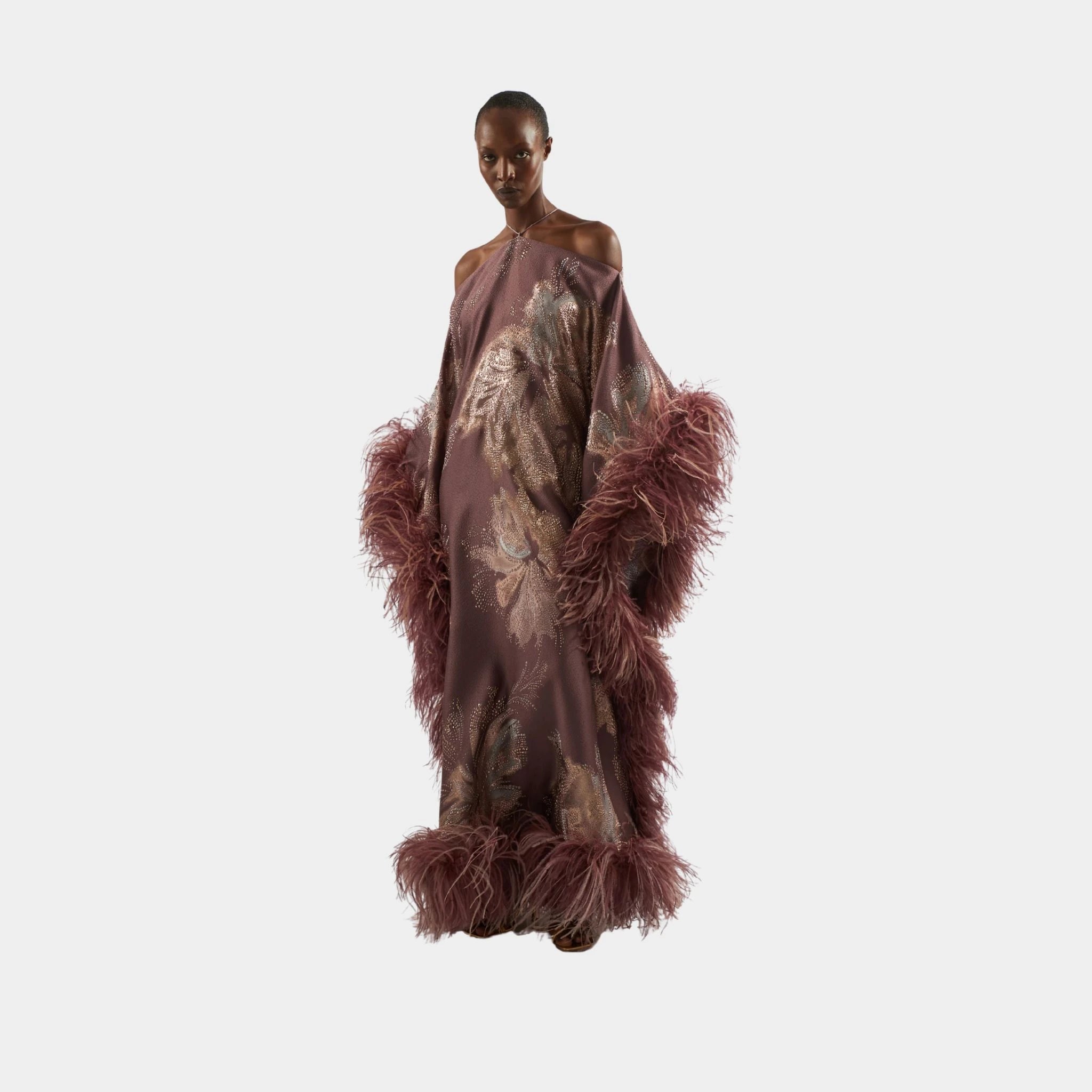 Taller Marmo Sza Sza Bloom Kaftan In Mauve, Model