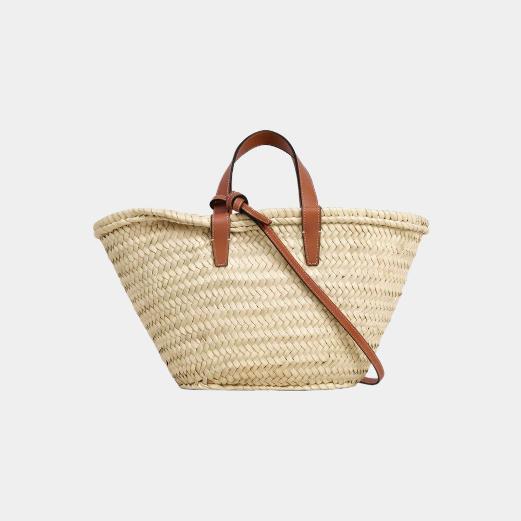 Celine Teen Celine Classic Panier In Palm Leaves And Calfskin, Back
