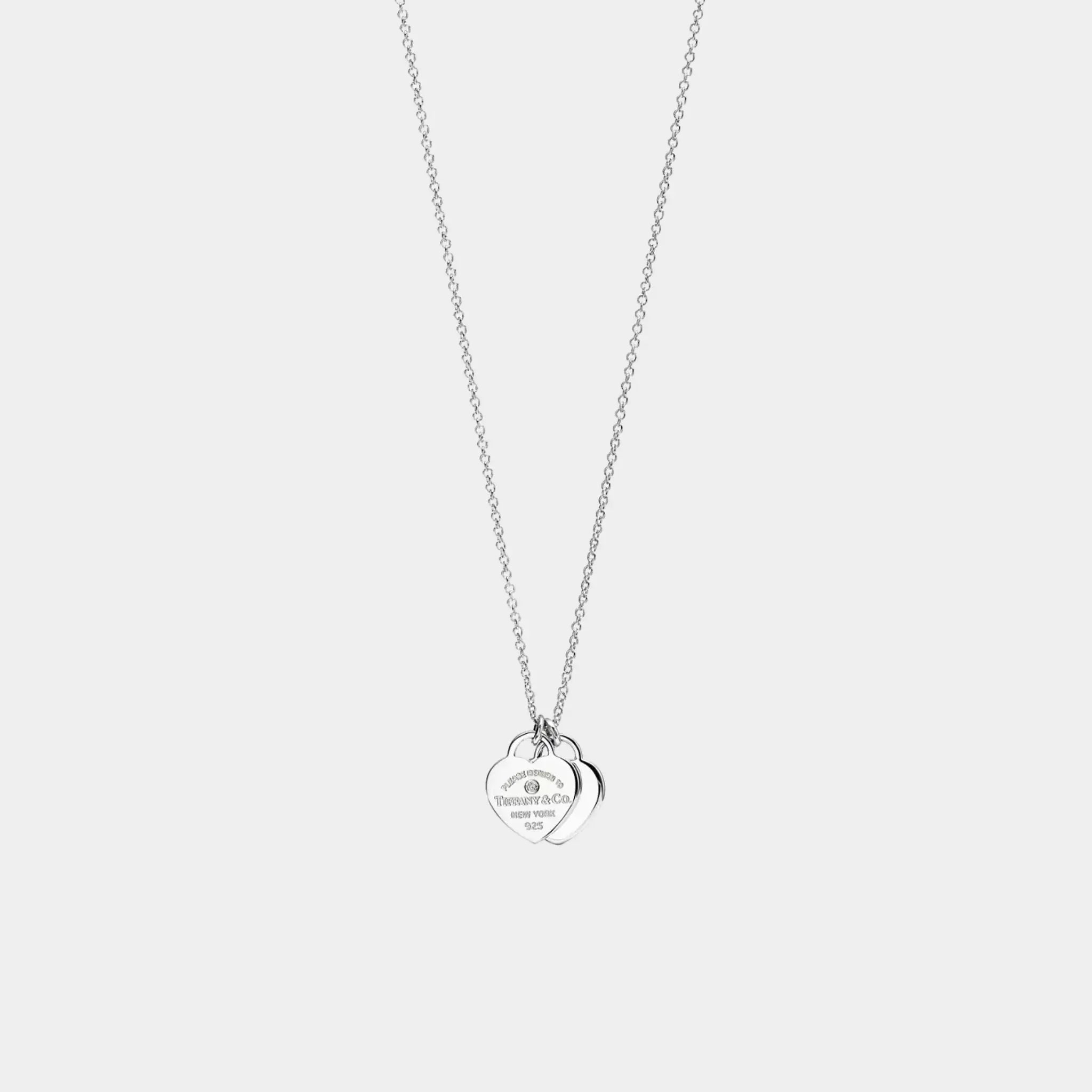 Tiffany & Co Heart-Shaped Pendant In 925 Sterling Silver and Diamond, silver, Front