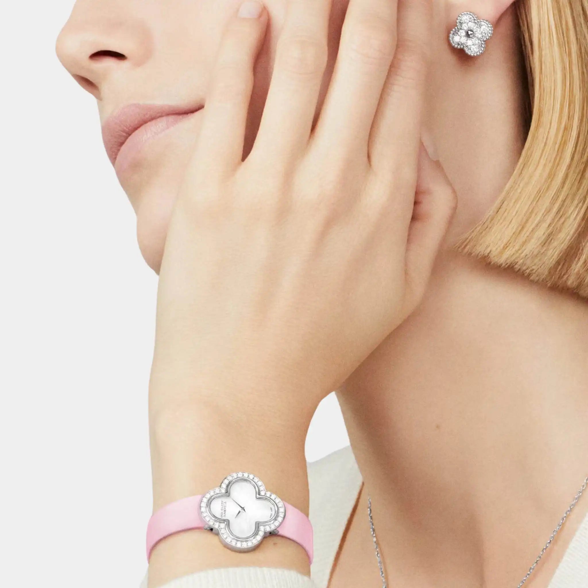 Van Cleef & Arpels Vintage Alhambra Earrings White Gold Diamond, Model