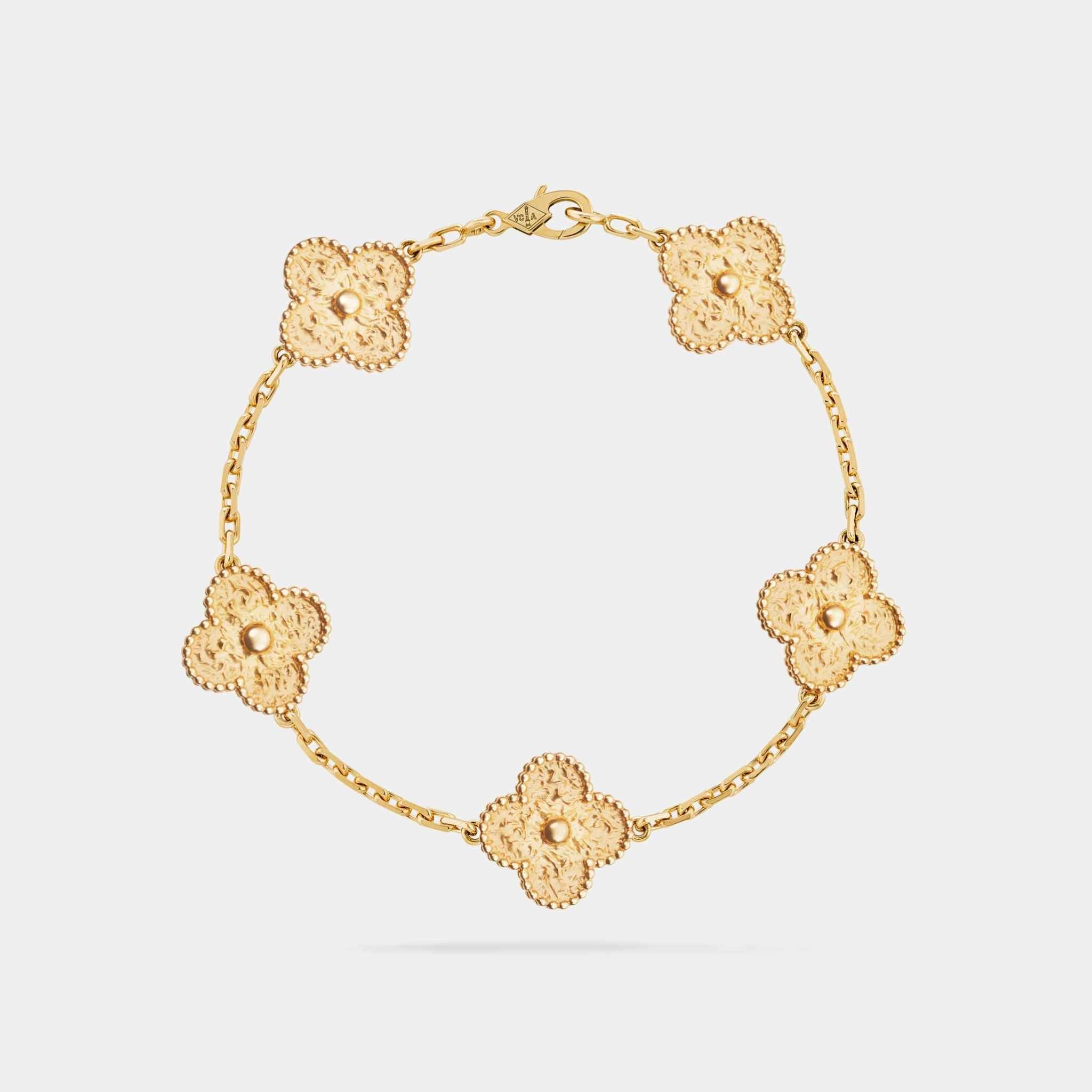 Van Cleef & Arpels Alhambra Vintage Yellow Gold Motifs Bracelet, Linked