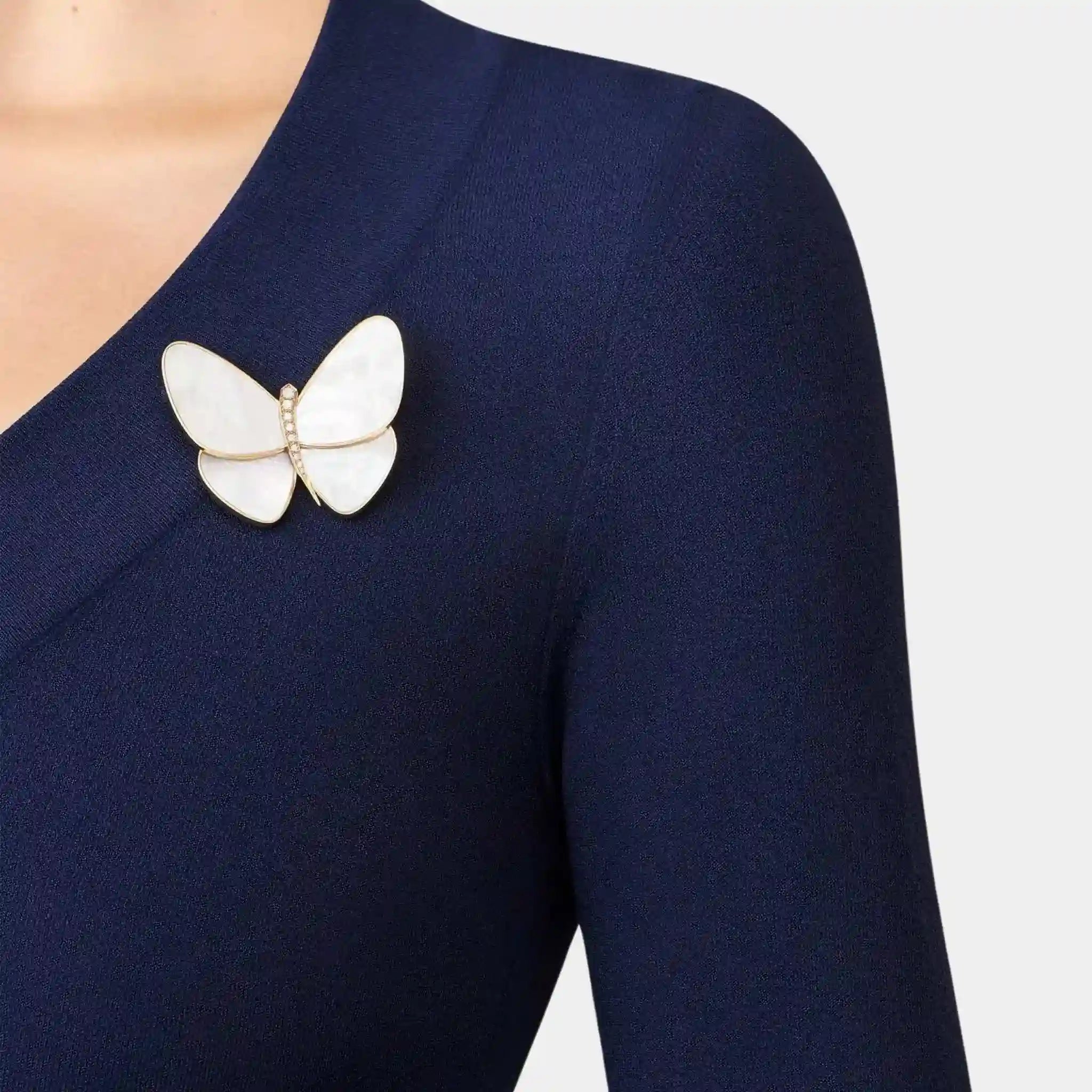 Van Cleef & Arpels Butterfly Clip Yellow Gold Diamond Mother Of Pearl, Model