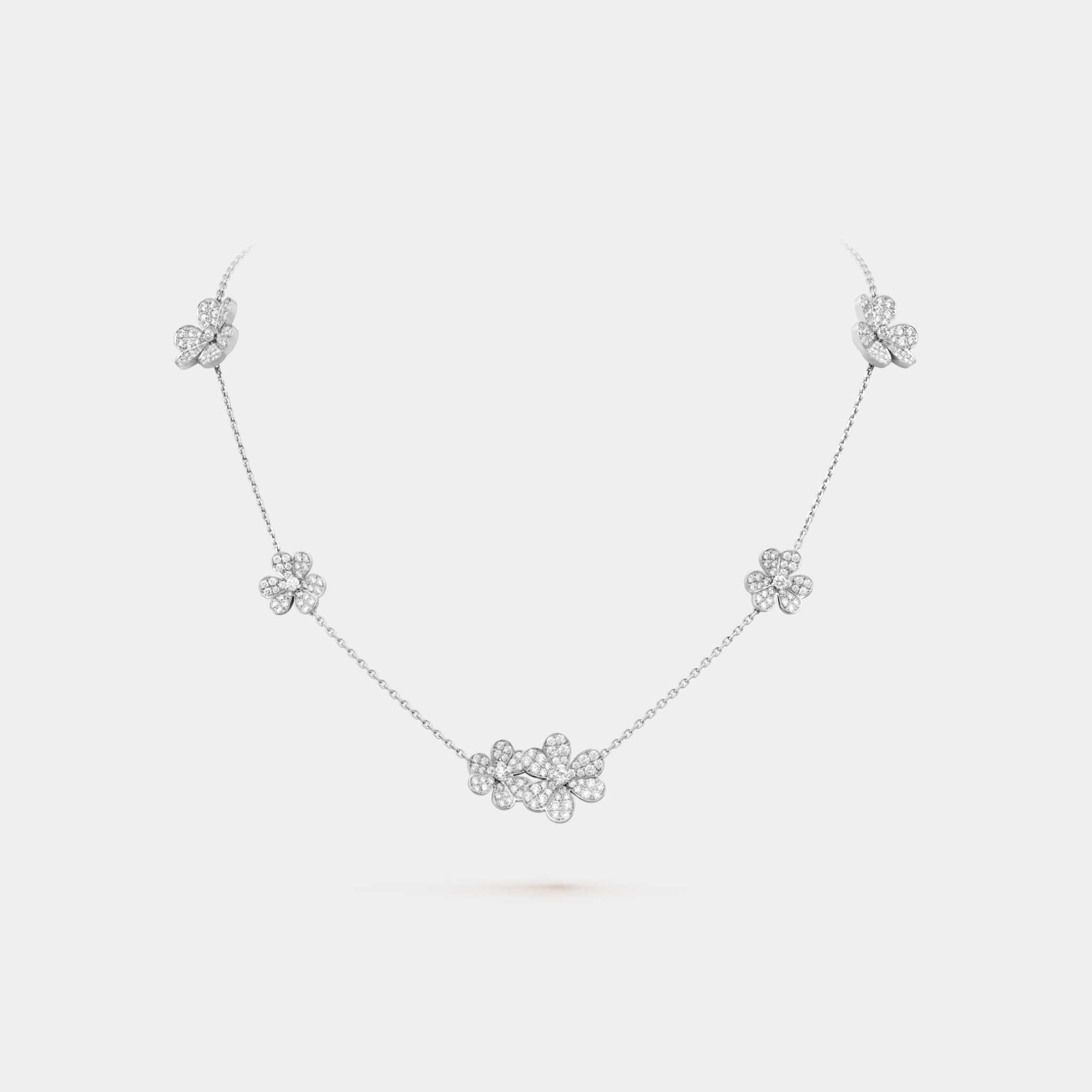 Van Cleef & Arpels Frivole necklace 9 flowers White Gold Diamond, Front