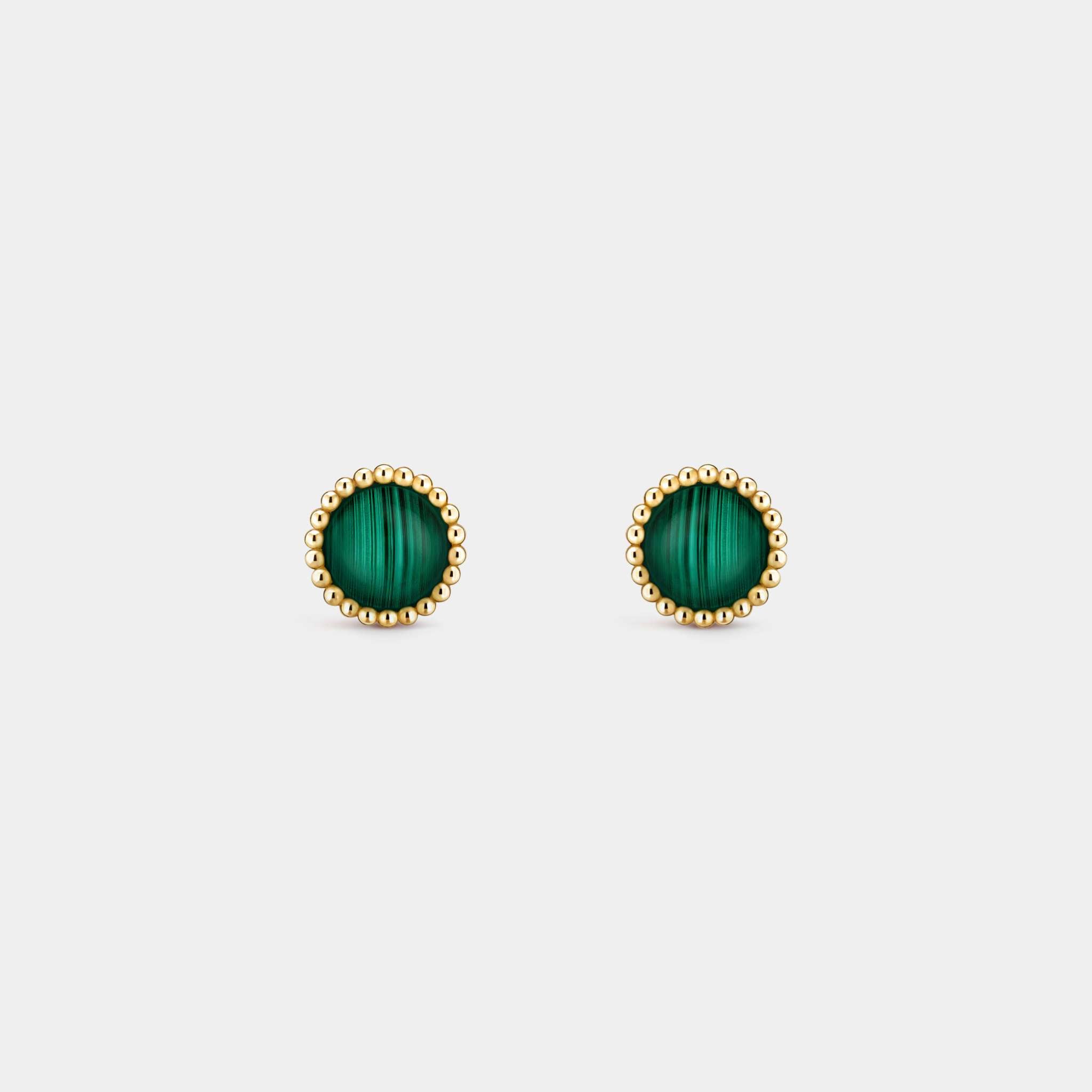 Van Cleef & Arpels Perlée Couleurs Earrings Yellow Gold Malachite, Front