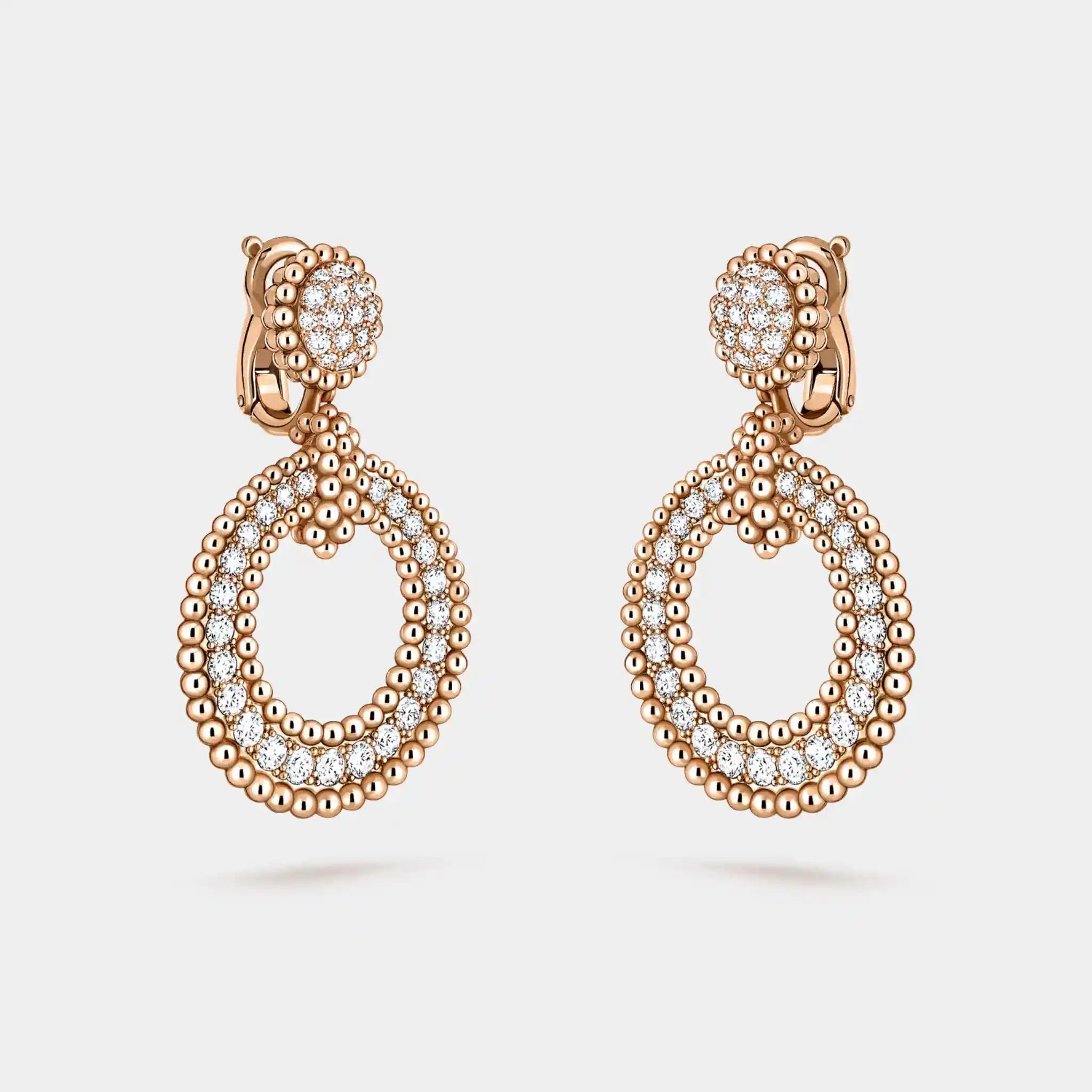 Van Cleef & Arpels Perlée Diamonds Earrings Rose Gold Diamond, Side