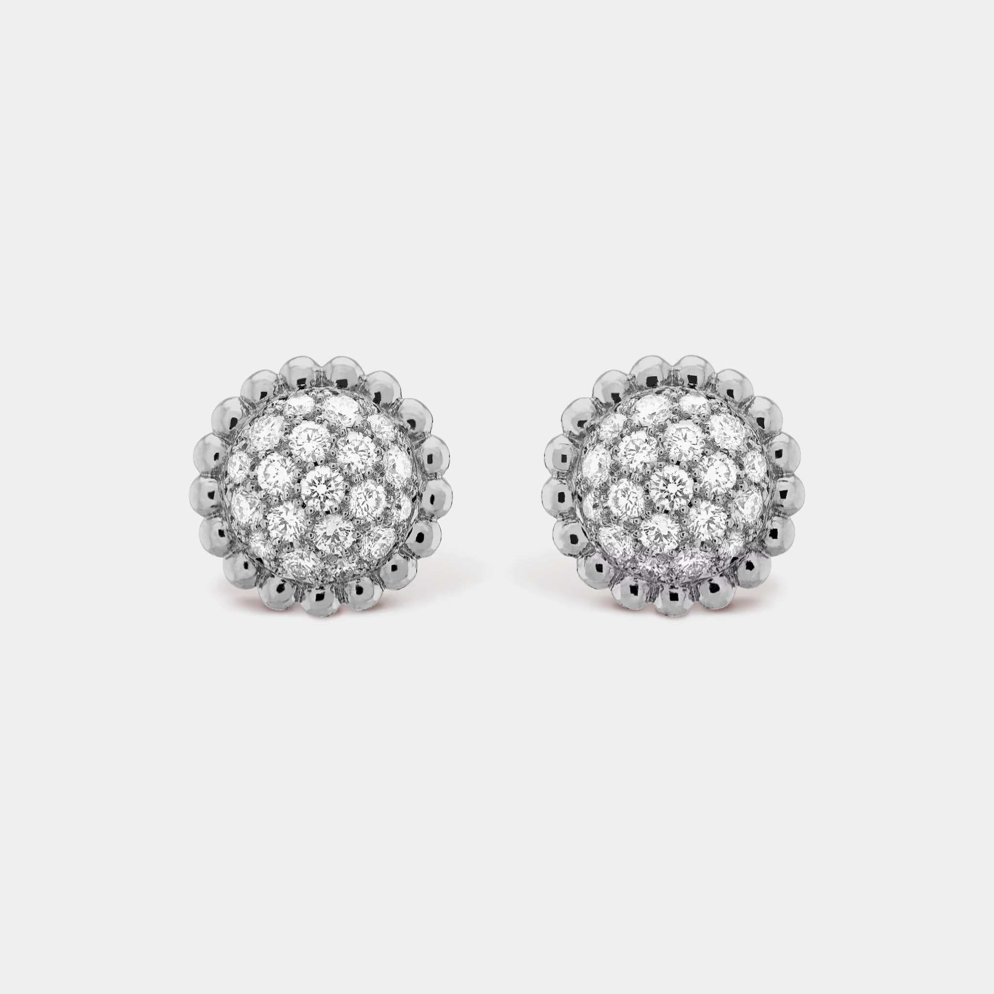 Van Cleef & Arpels Perlée Diamonds Earrings White Gold Diamond, Front