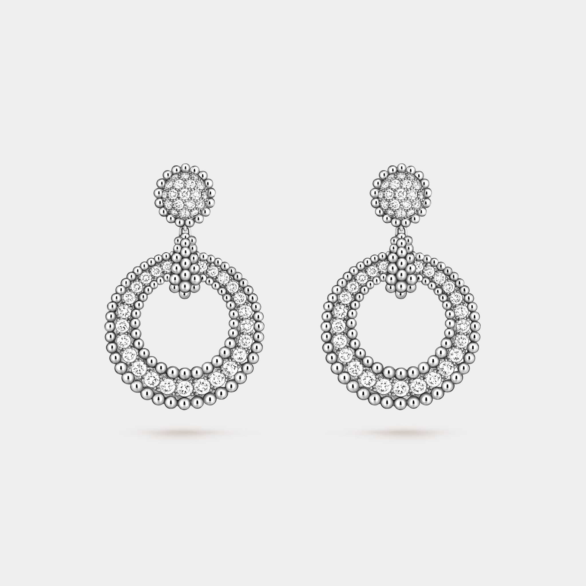 Van Cleef & Arpels Perlée Diamonds Earrings White Gold Diamond, Front
