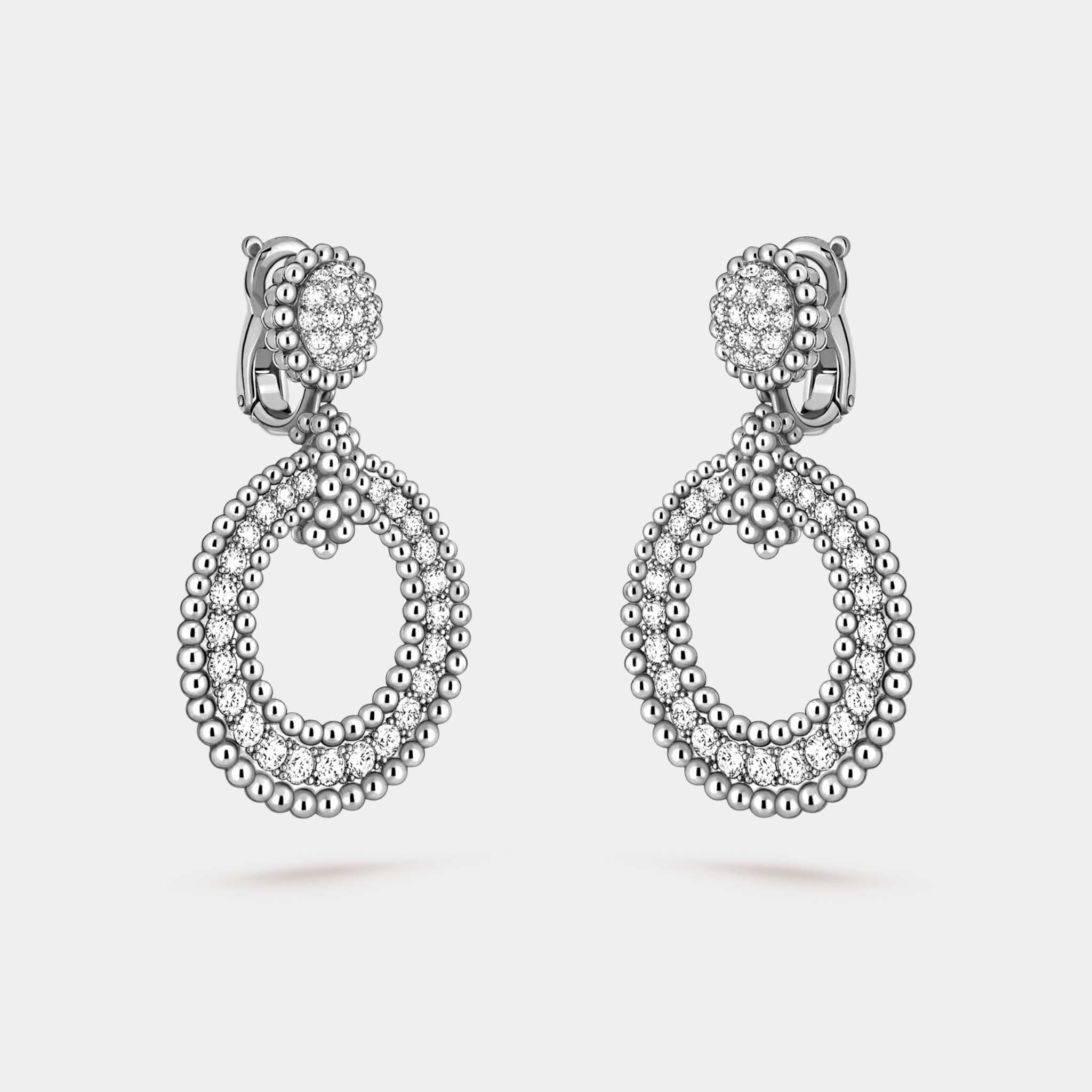 Van Cleef & Arpels Perlée Diamonds Earrings White Gold Diamond, Side