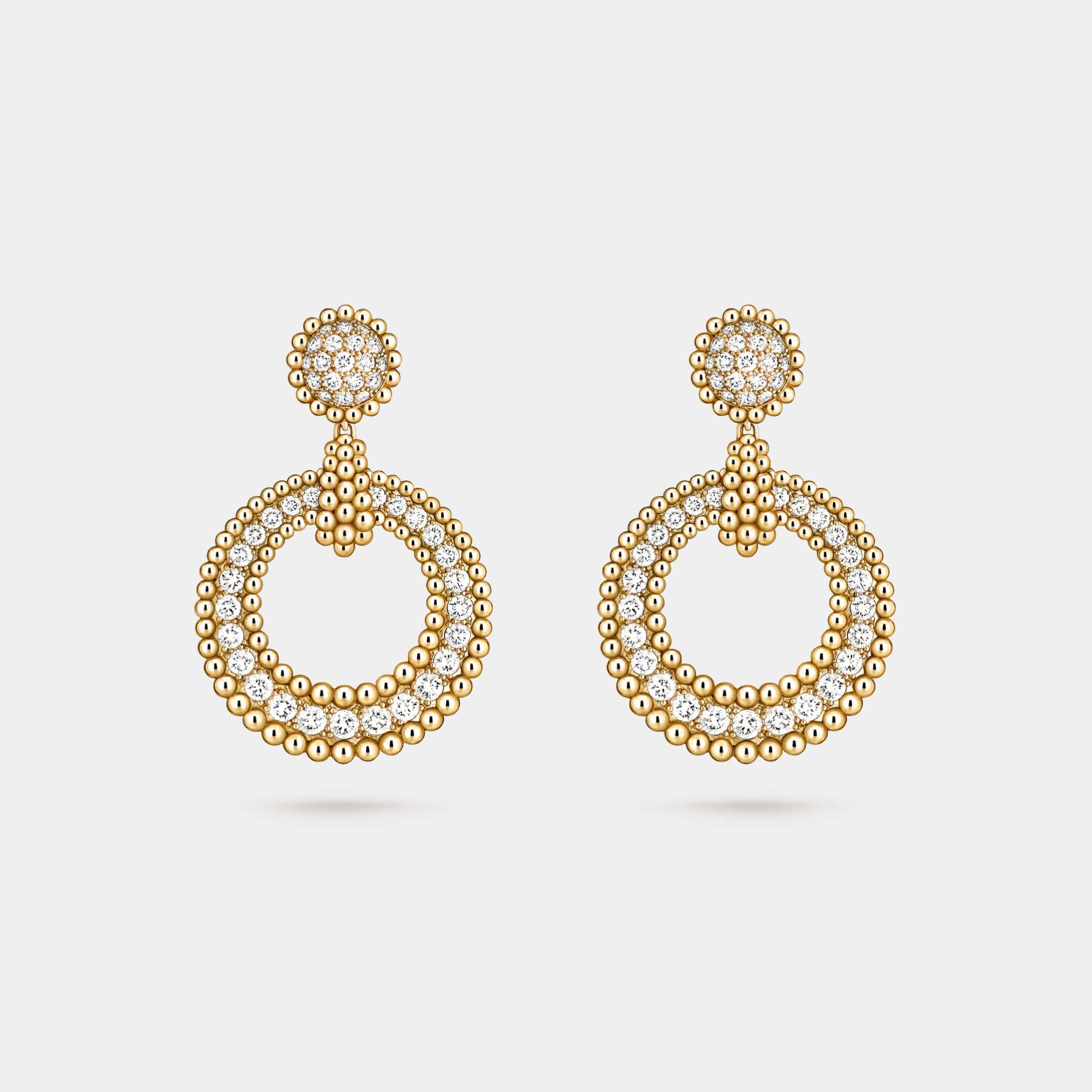 Van Cleef & Arpels Perlée Diamonds Earrings Yellow Gold Diamond, Front
