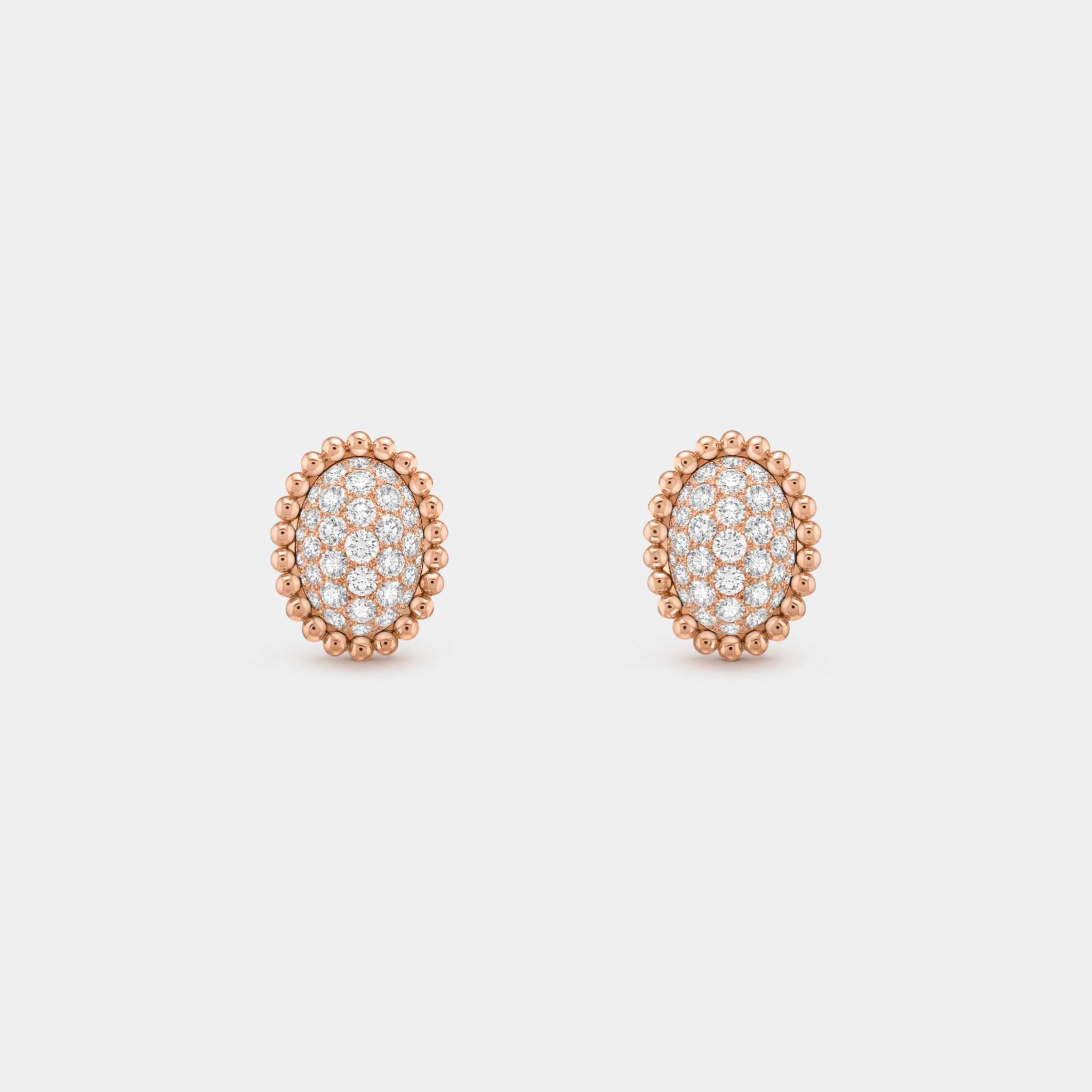 Van Cleef & Arpels Perlée Diamonds Pavé Earrings Rose Gold Diamond, Front