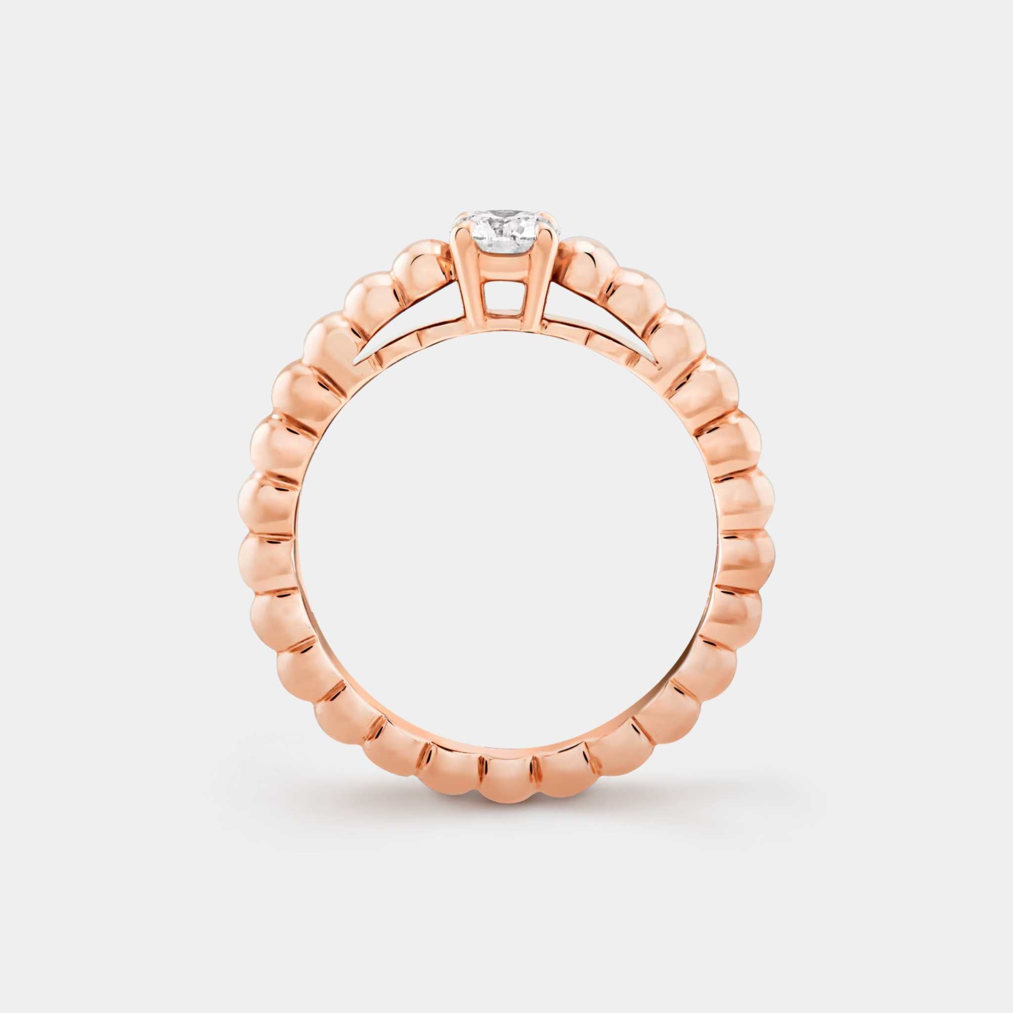 Van Cleef & Arpels Perlée Solitaire Rose Gold Diamond Ring, Side