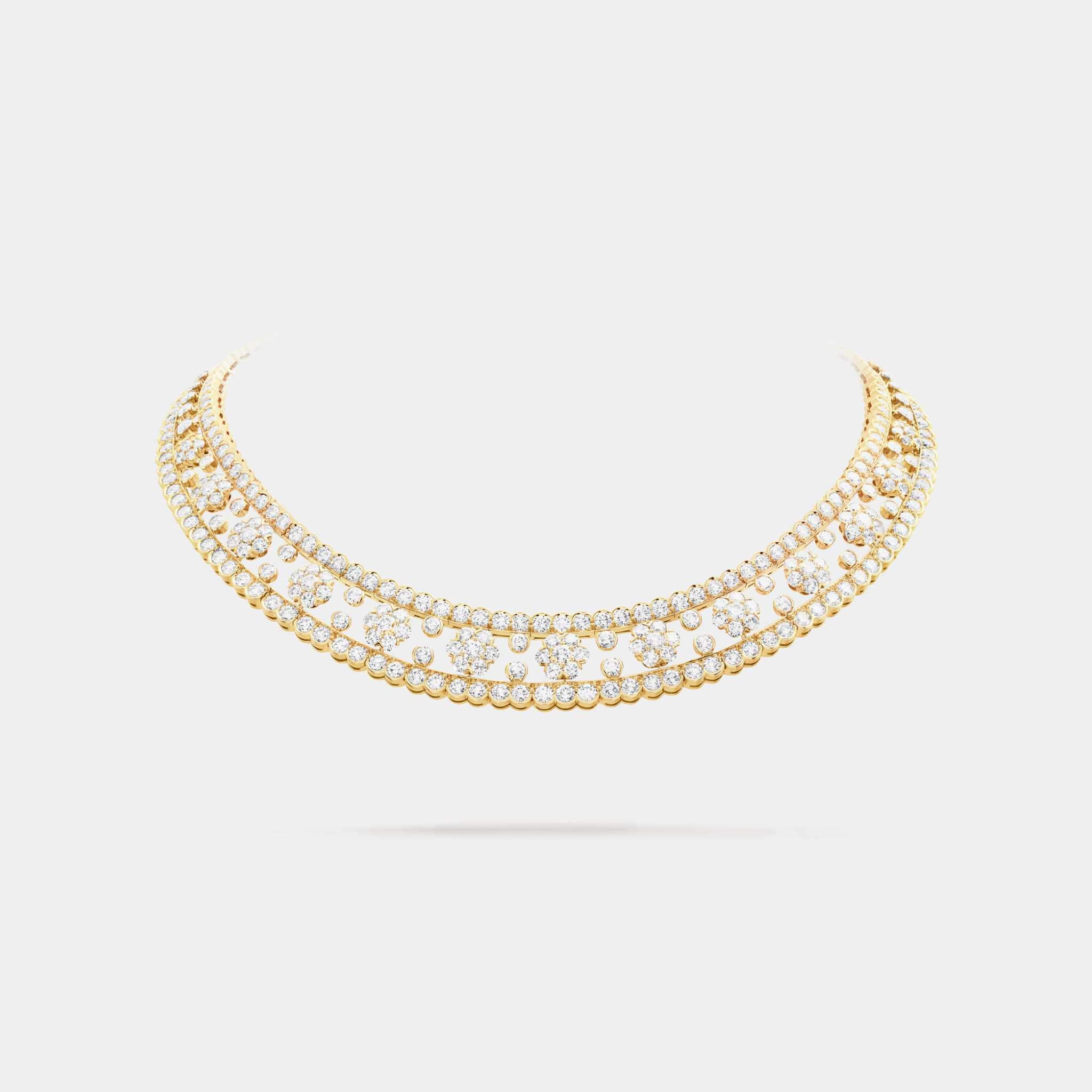 Van Cleef & Arpels Snowflake Necklace Yellow Gold Diamond, Front
