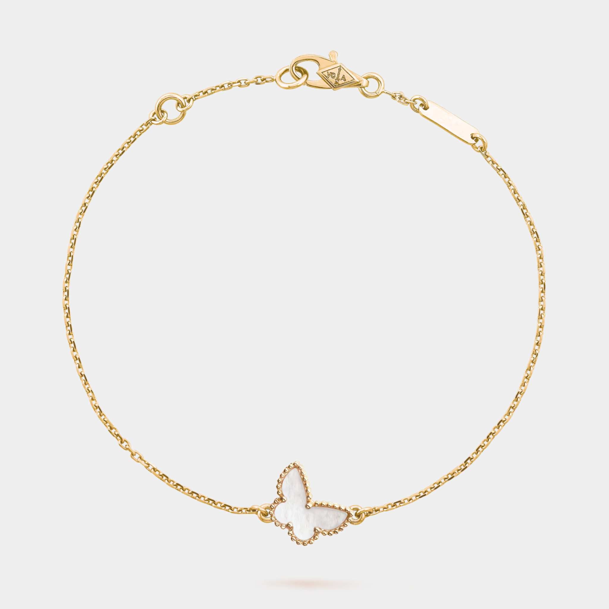 Van Cleef & Arpels Sweet Butterflies Bracelet Yellow Gold With Pearl, Front