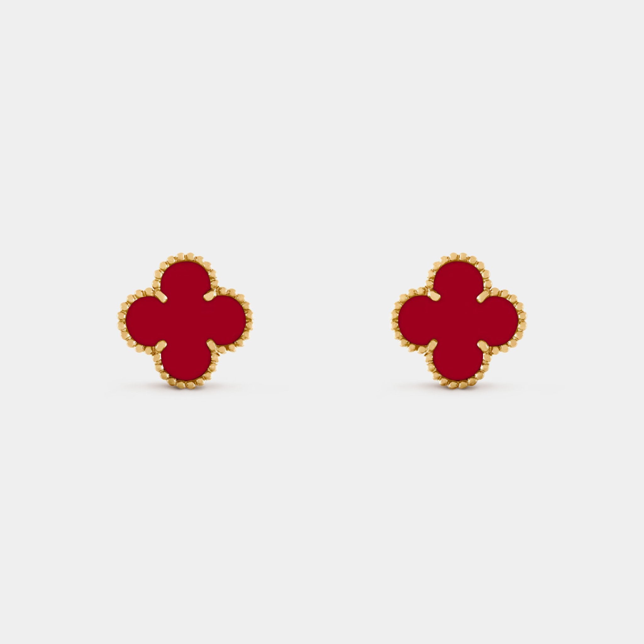 Van Cleef & Arpels Vintage Alhambra Gold Carnelian Earrings, Front