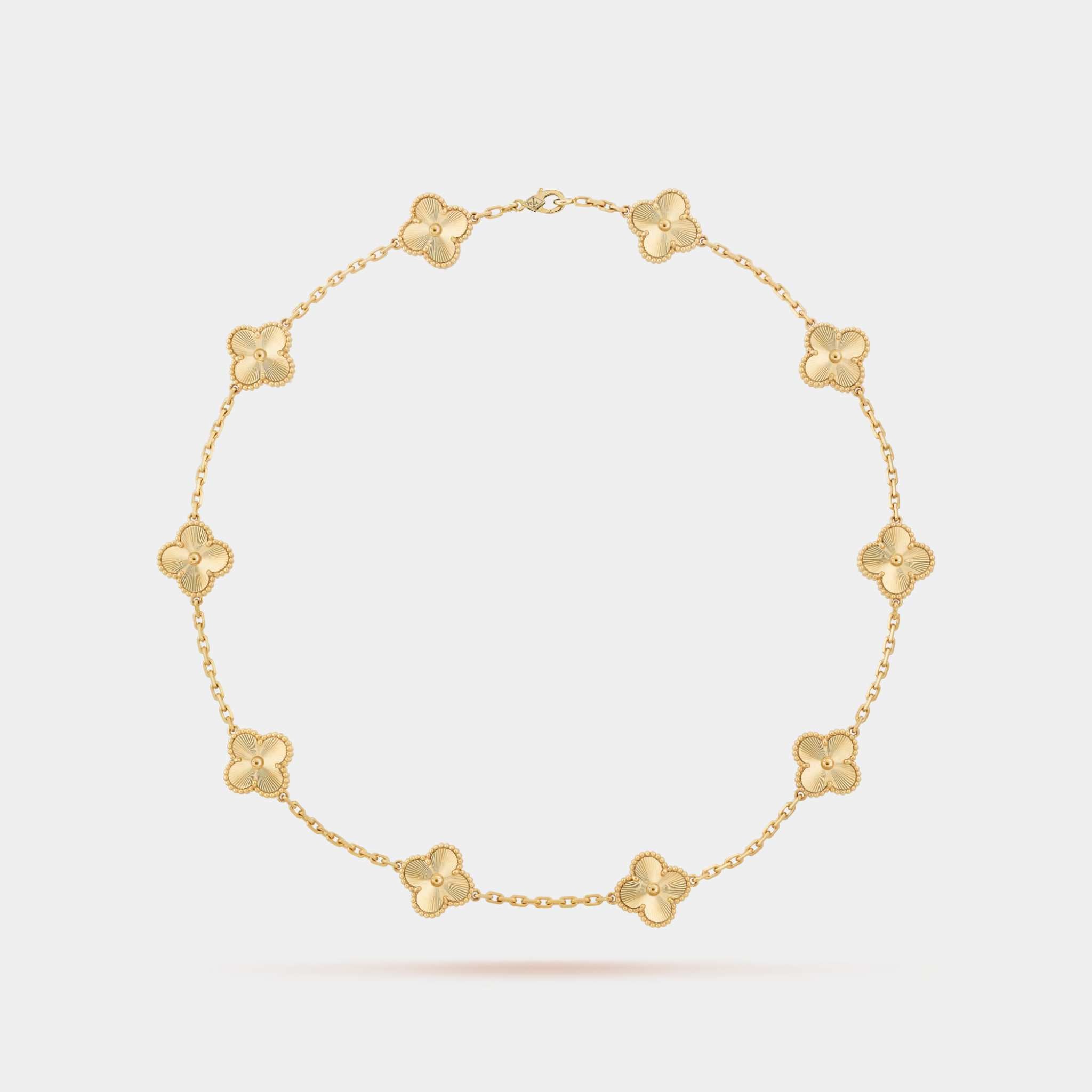 Van Cleef & Arpels Vintage Alhambra Necklace 10 Motifs Yellow Gold, Front