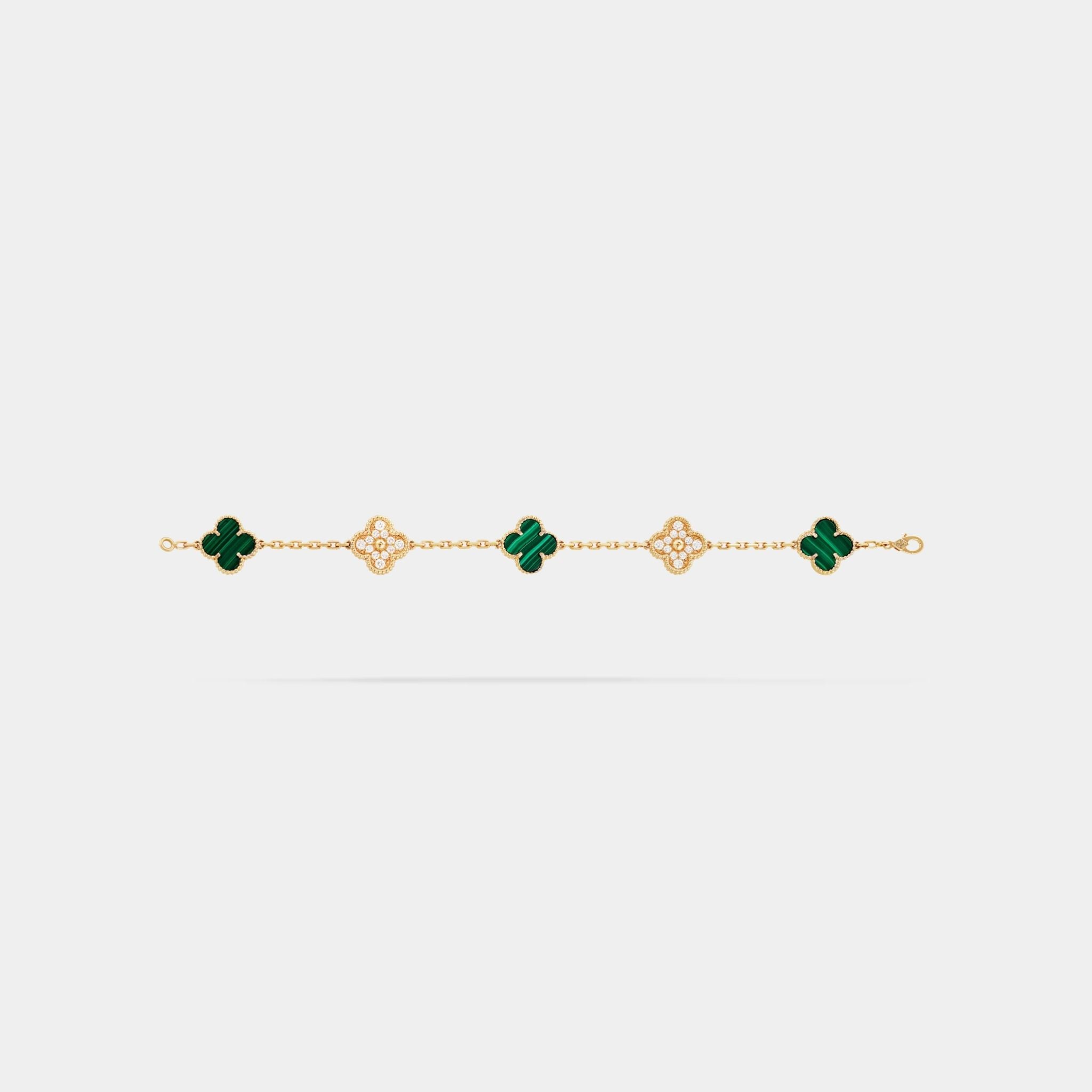 Van Cleef & Arpels Alhambra Gold Motifs Bracelet Diamond Malachite, Unliked view