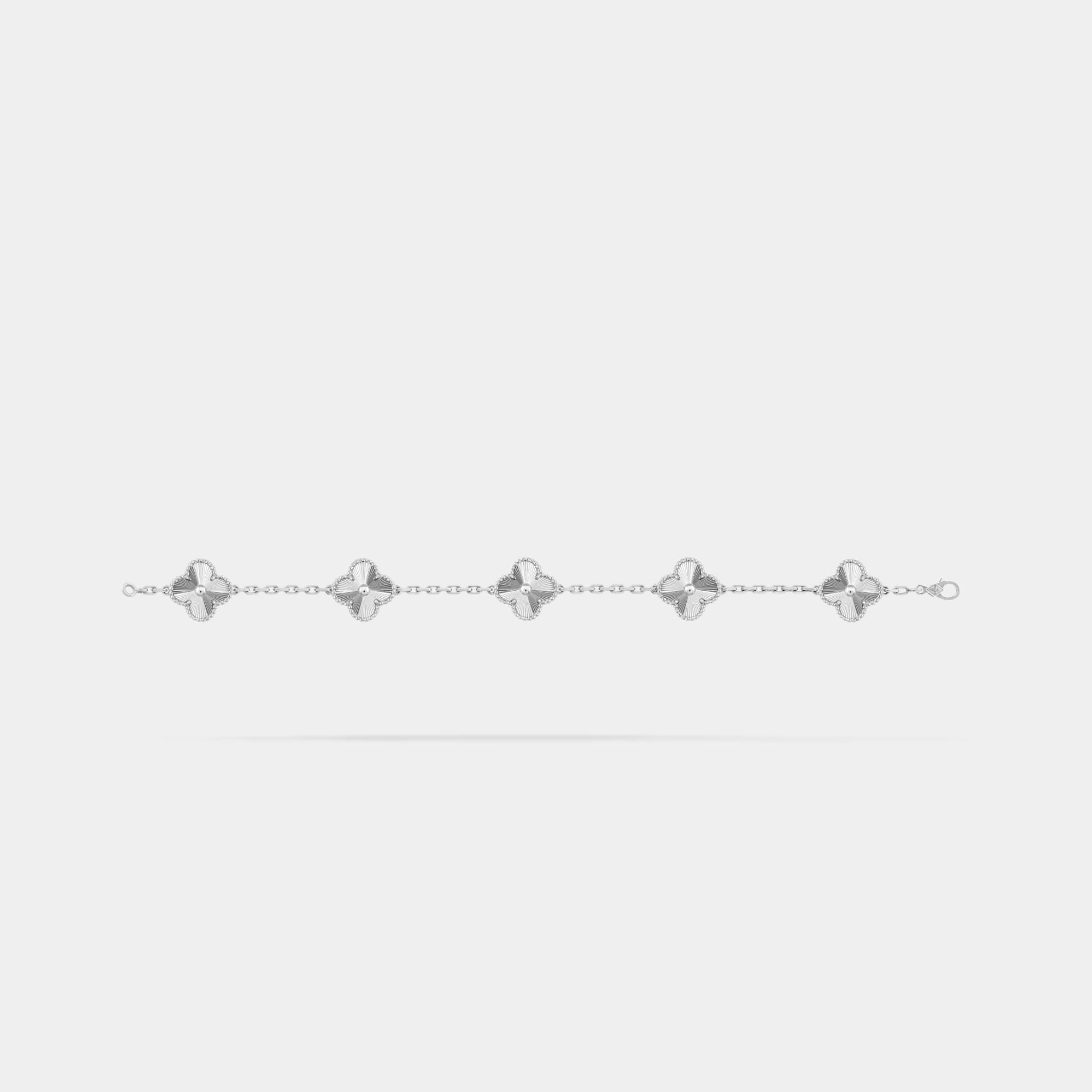 Van Cleef & Arpels Vintage Alhambra White Gold Bracelet , Unlinked view
