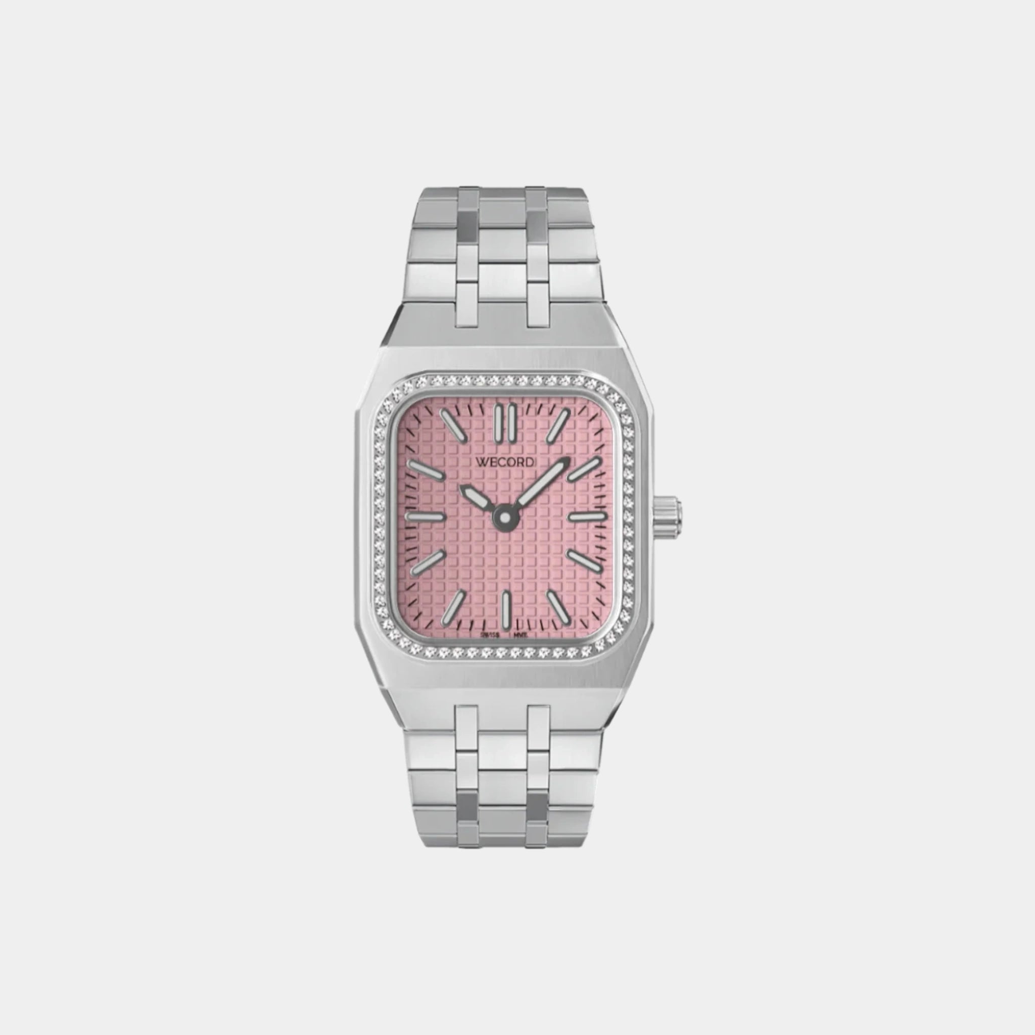 Wecord Duke Watch Small Model with Diamonds, Pink