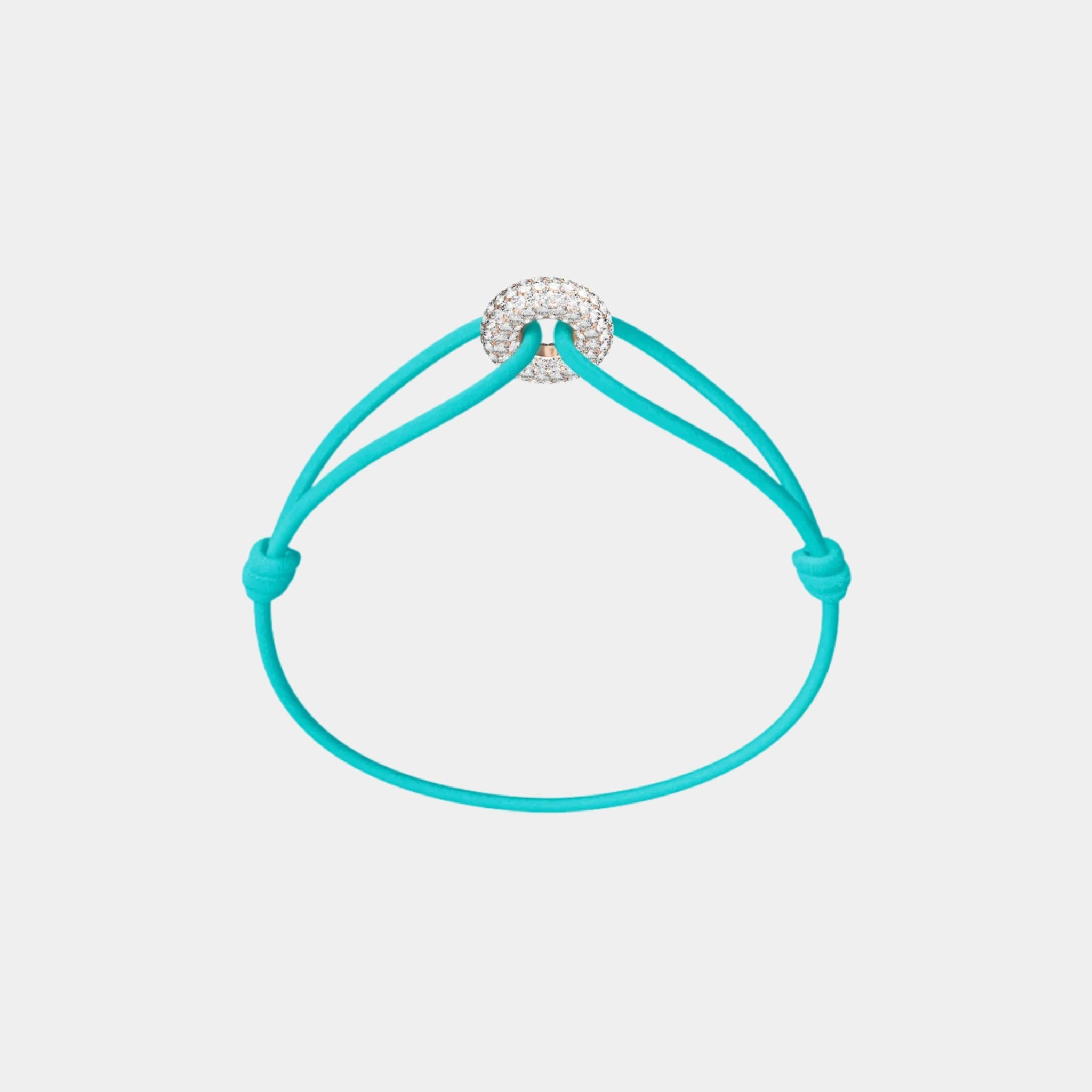 Wecord Mini Rose Soho Pave Cord Bracelet, Aqua