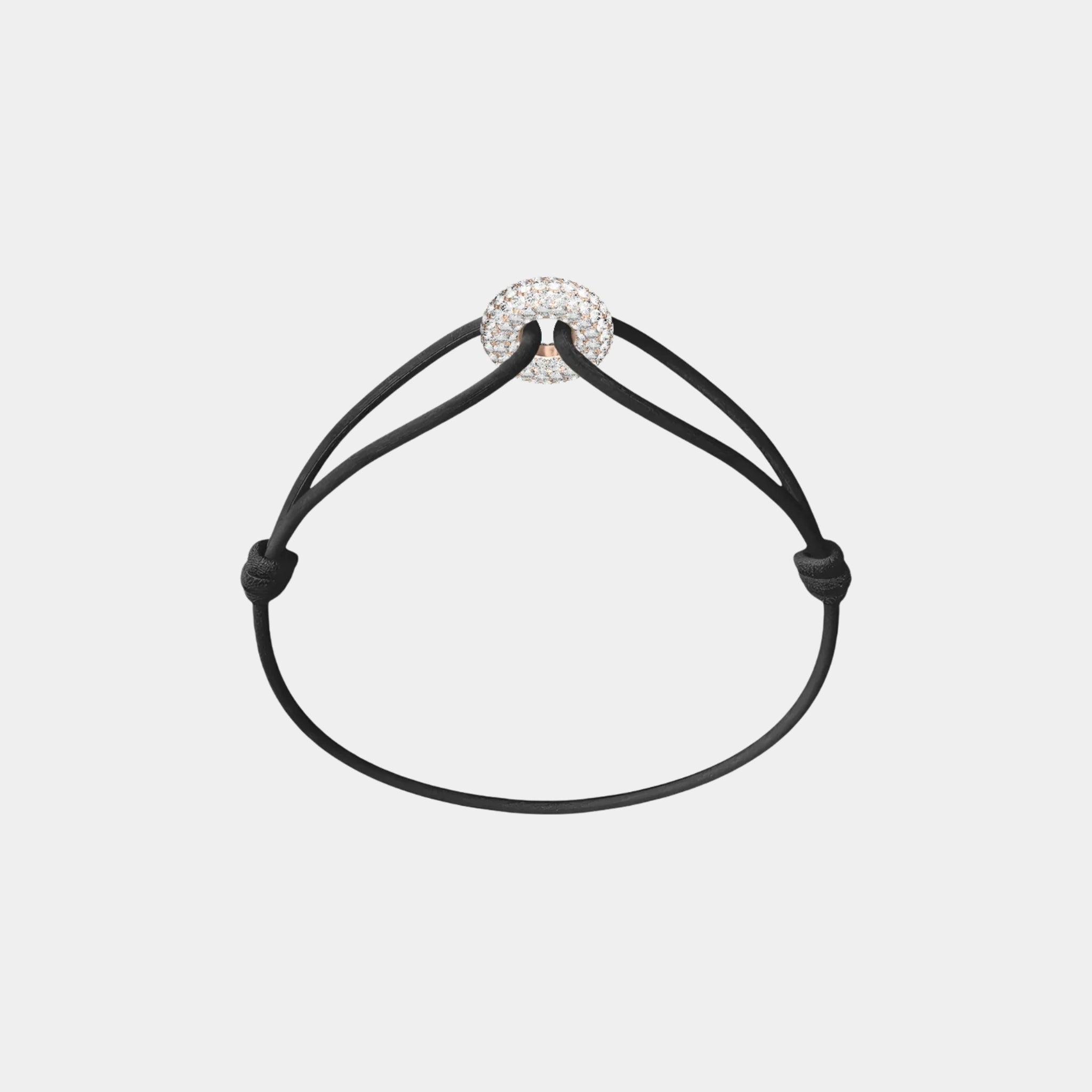 Wecord Mini Rose Soho Pave Cord Bracelet, Black