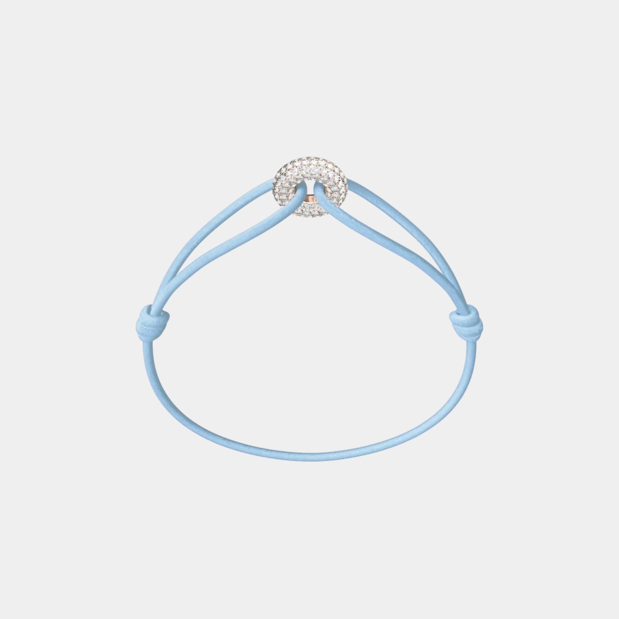 Wecord Mini Rose Soho Pave Cord Bracelet, Light Blue