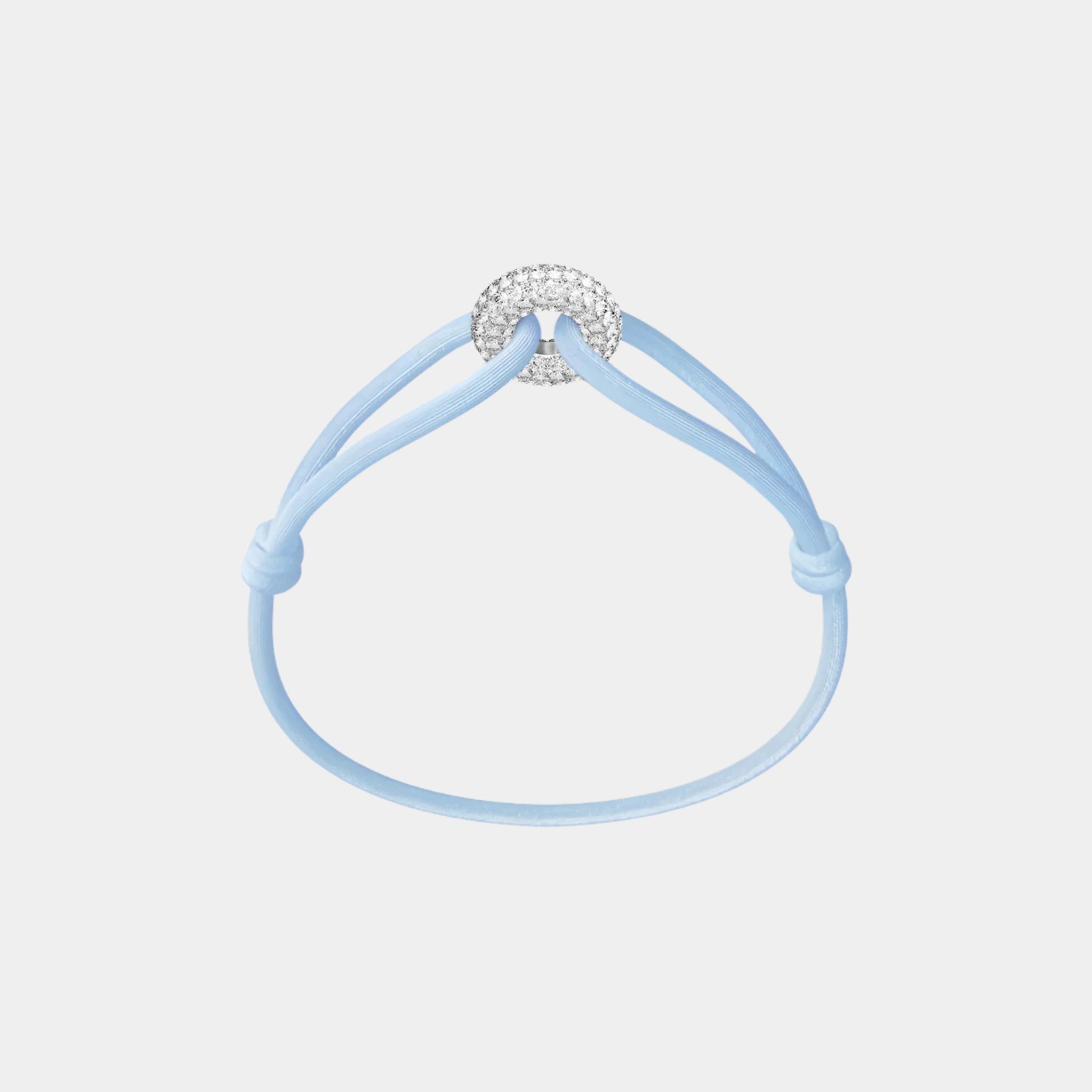 Wecord Silver Soho Pave Cord Bracelet, Light Blue