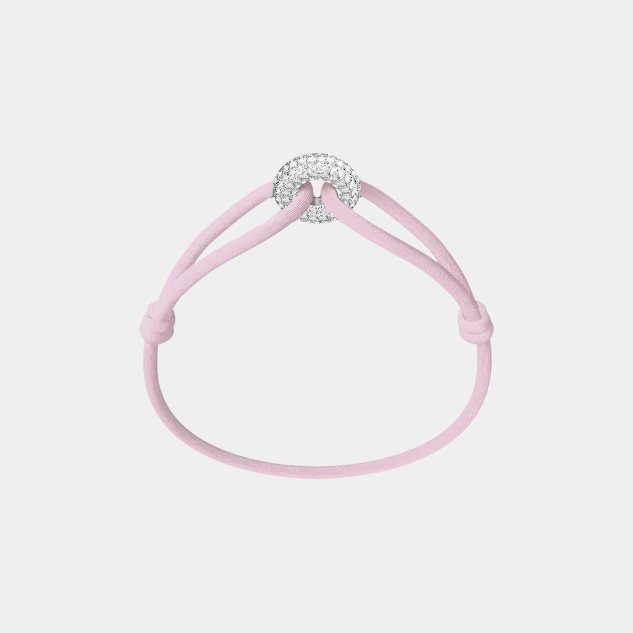 Wecord Silver Soho Pave Cord Bracelet, Pink