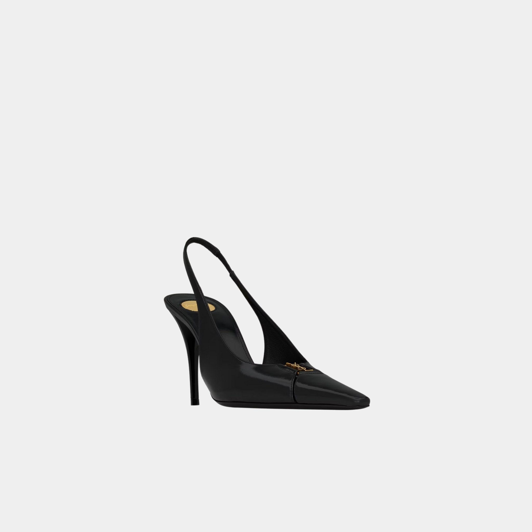 Yves Saint Laurent Babylone Breteuil Slingback Pumps Smooth Leather, Noir, Side, Front