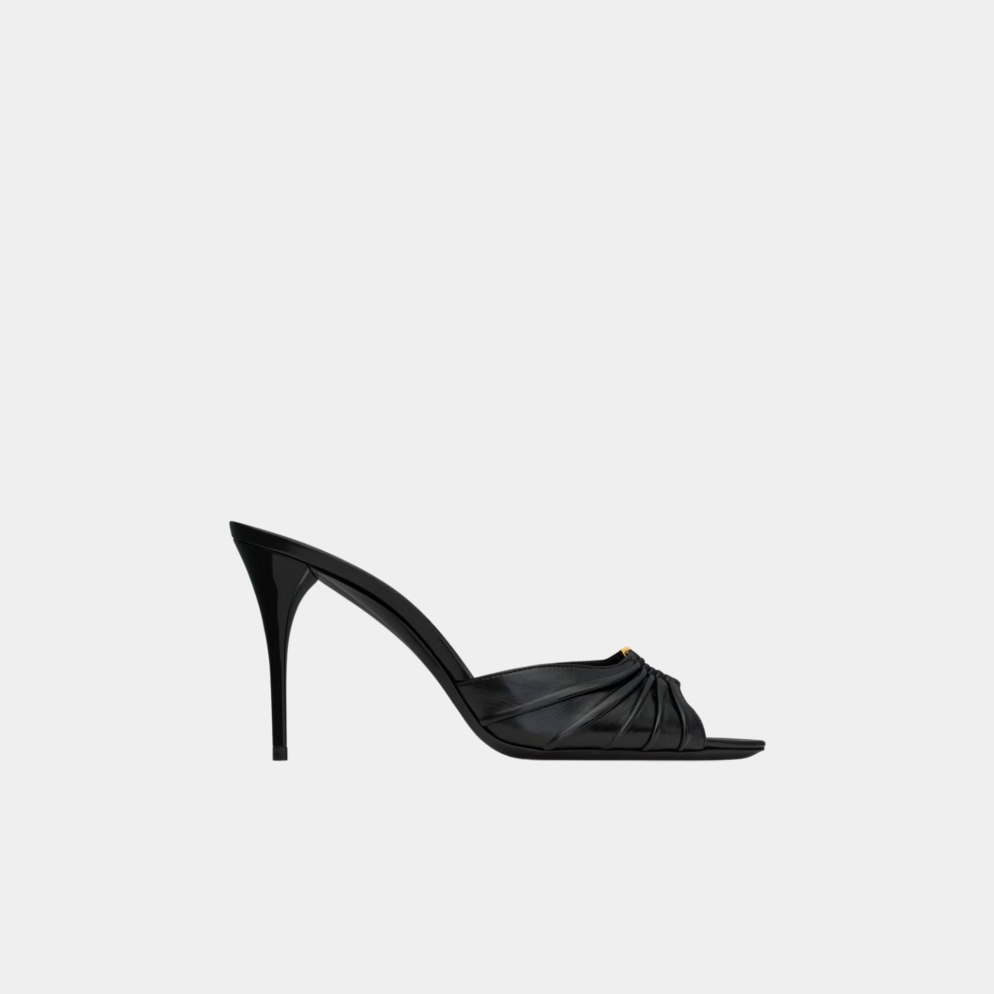 Yves Saint Laurent Babylone Mules In Smooth Lambskin Leather, Side