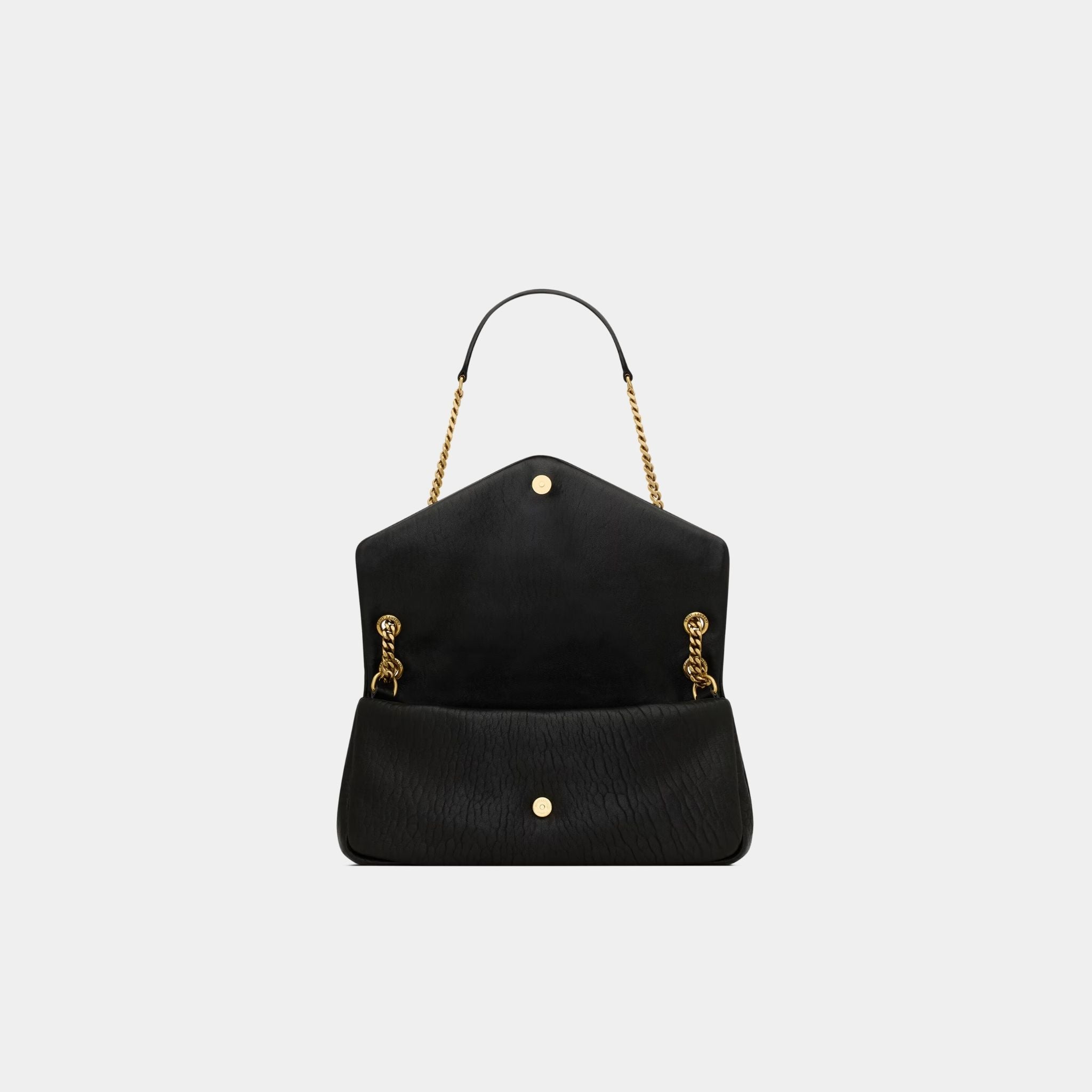 Yves Saint Laurent Calypso Medium In Grained Lambskin, Black, Open