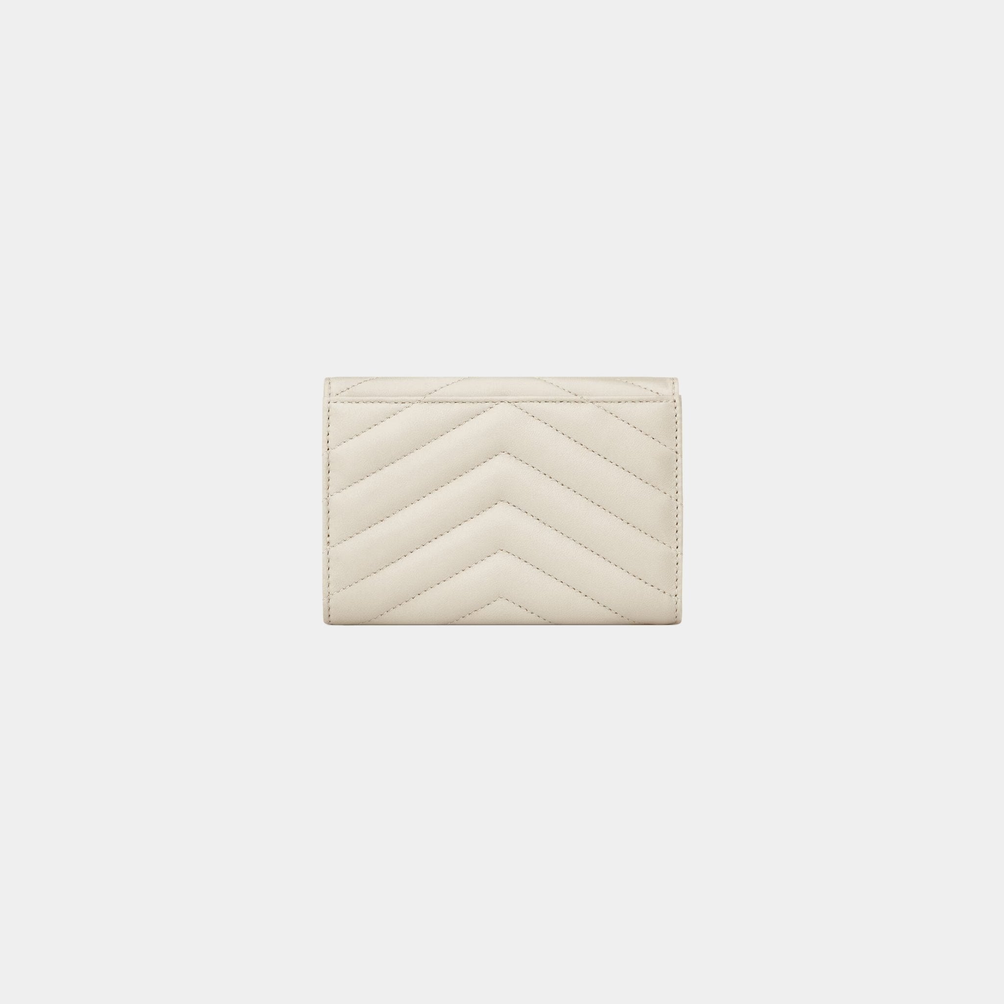 Yves Saint Laurent Cassandre Matelasse Small Envelope Wallet Lambskin, Blanc Vintage, Back