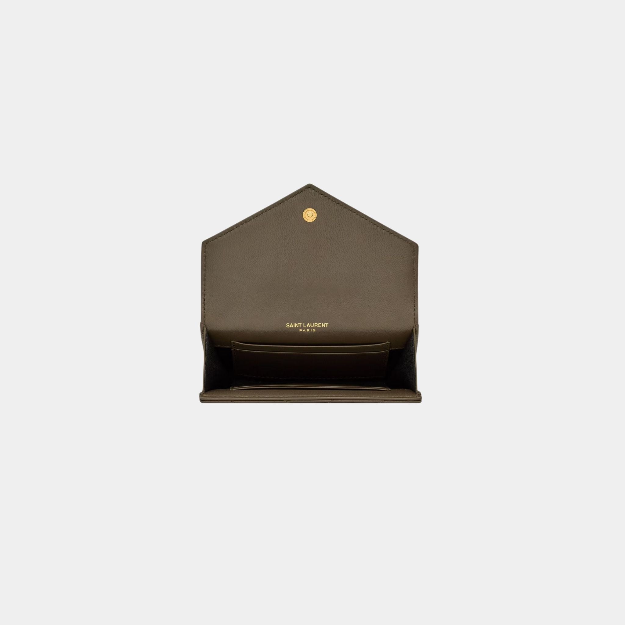 Yves Saint Laurent Cassandre Matelasse Small Envelope Wallet Lambskin, Light Musk, Top