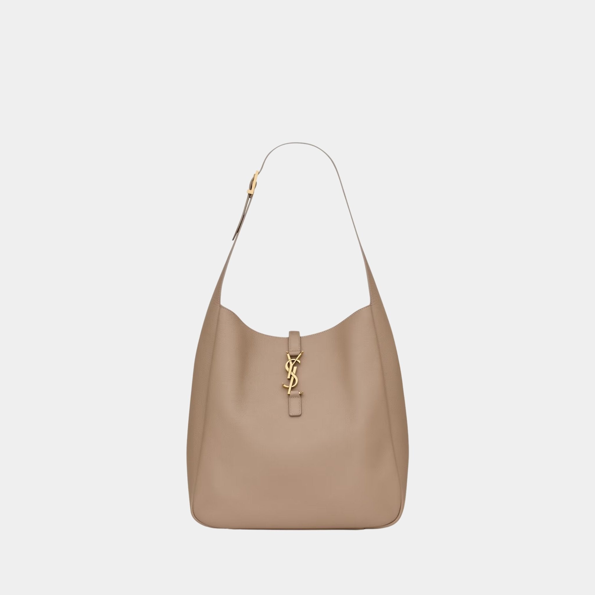 Yves Saint Laurent Le 5 A 7 Supple Large In Grained Leather, Dusty Grey, Front