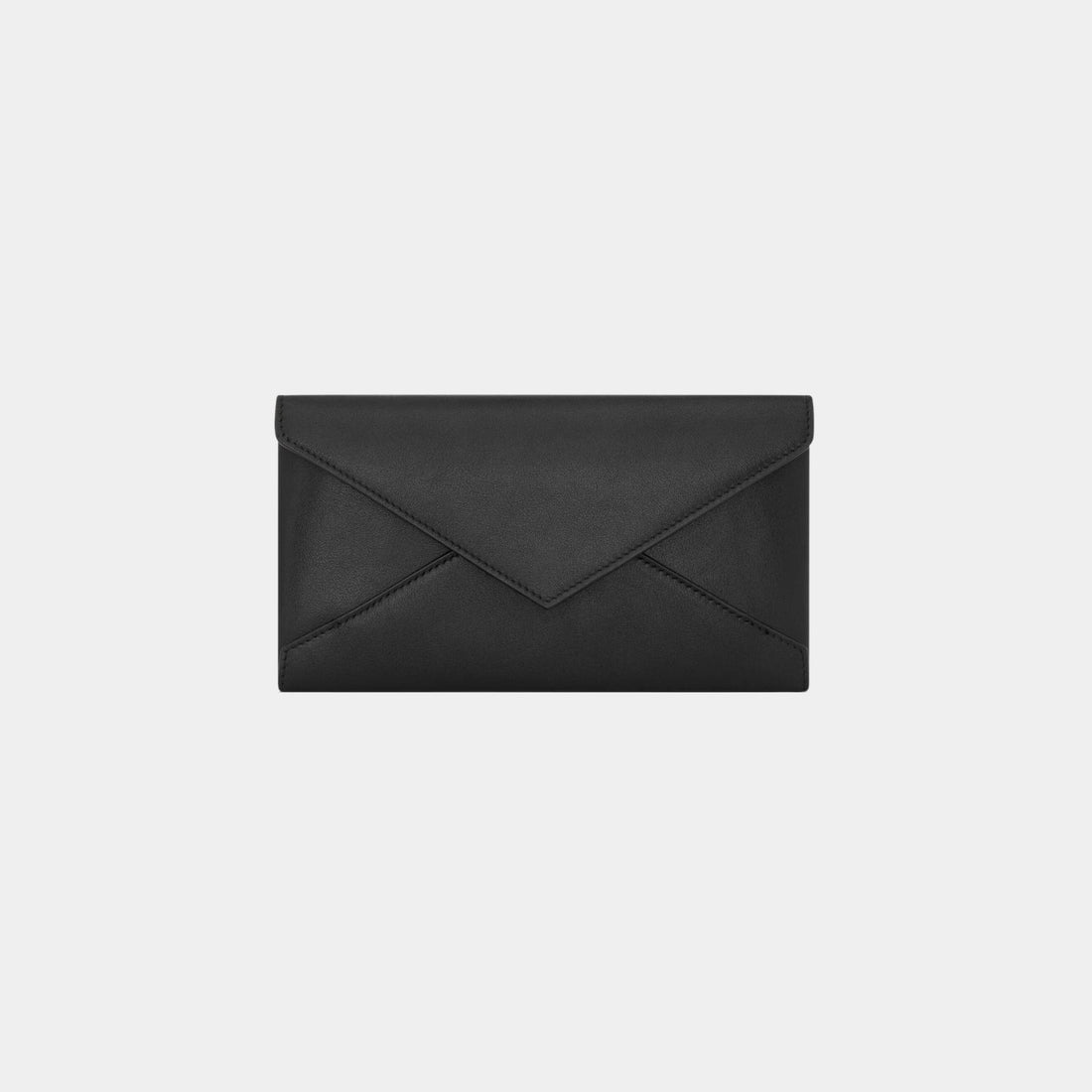 Yves Saint Laurent Letter Large Wallet In Leather, Black, Front
