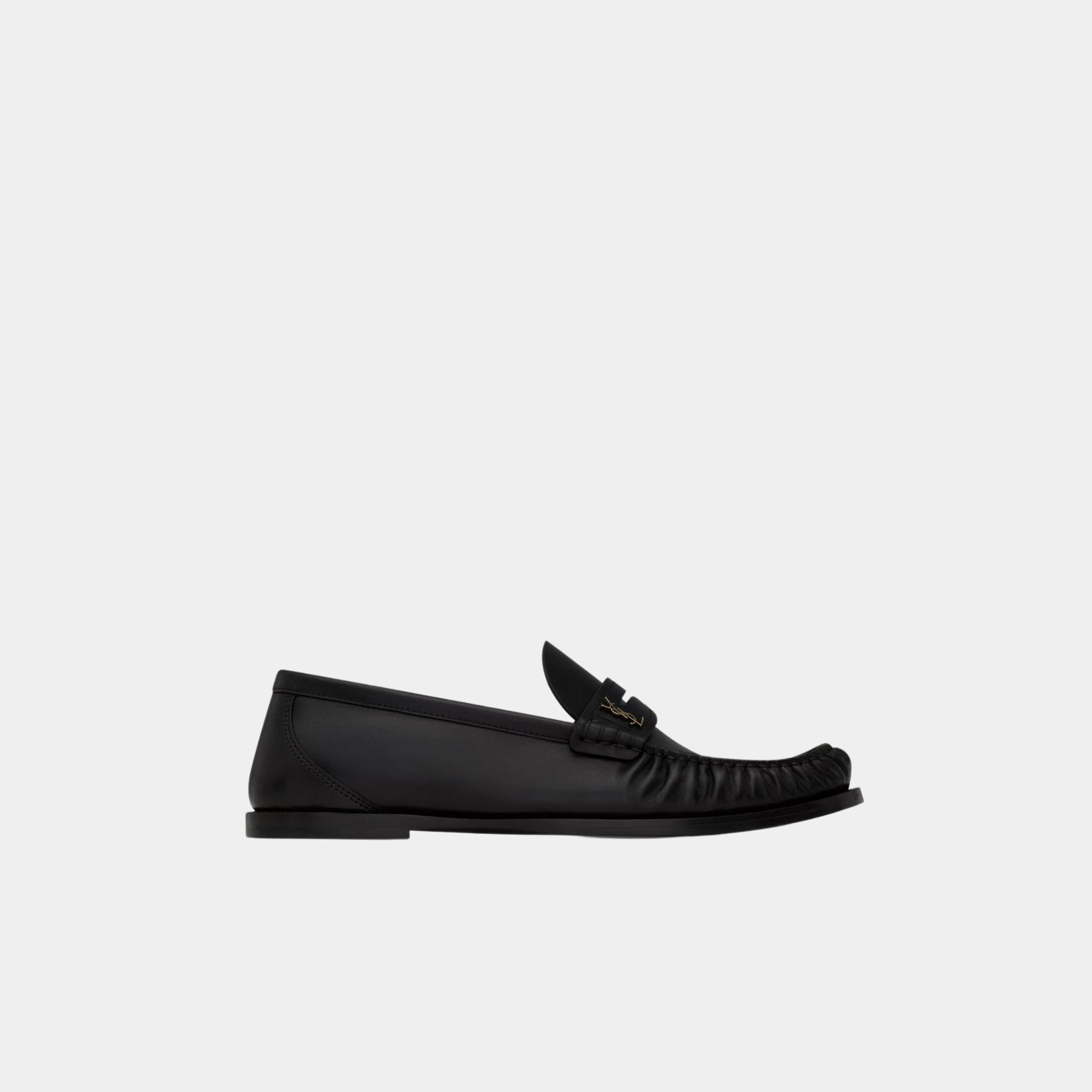 Yves Saint Laurent Loafers In Smooth Calfskin Leather, Black, Side