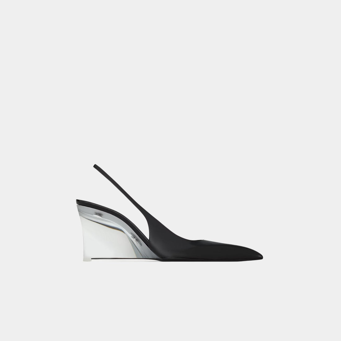 Yves Saint Laurent Miller Wedges In Glazed Leather, Noir, Side