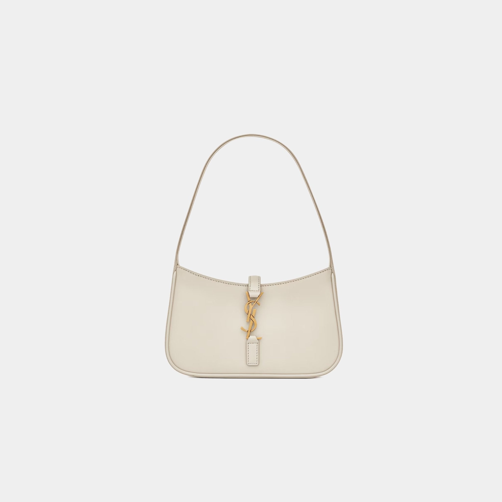 Yves Saint Laurent Mini Le 5 A 7 In Smooth Leather, Blanc Vintage, Front