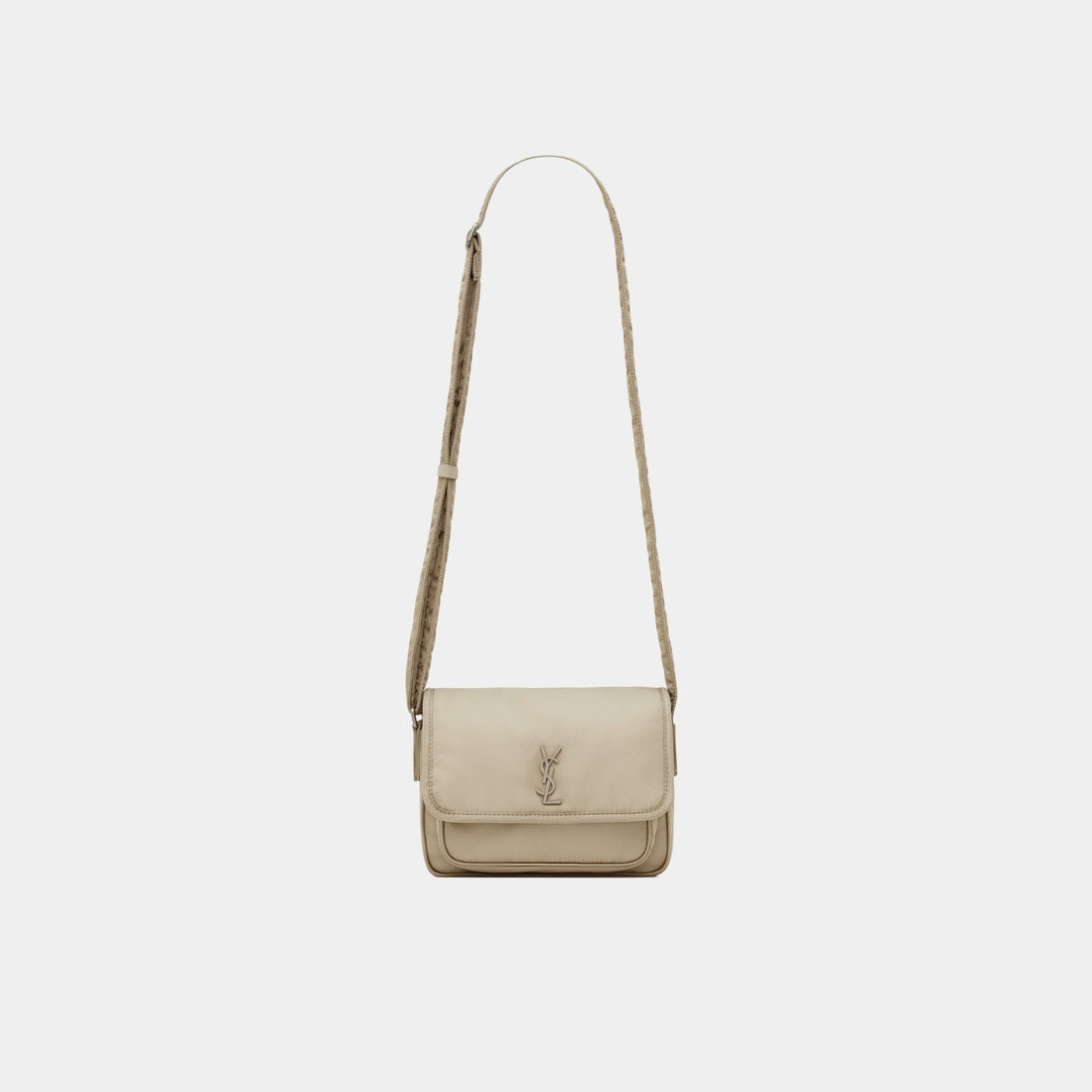 Yves Saint Laurent Niki Small Messenger In Nylon, Grey Hay, Front