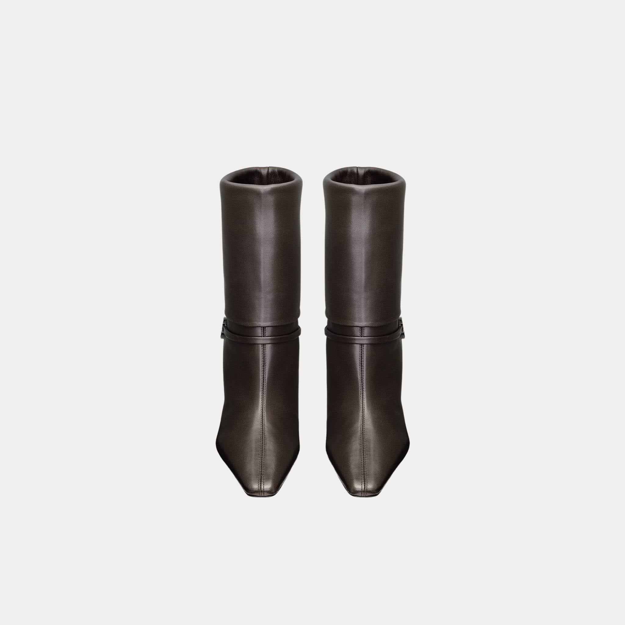 Yves Saint Laurent Niki Smooth Leather Ankle Boots, Eagle Brown, Front