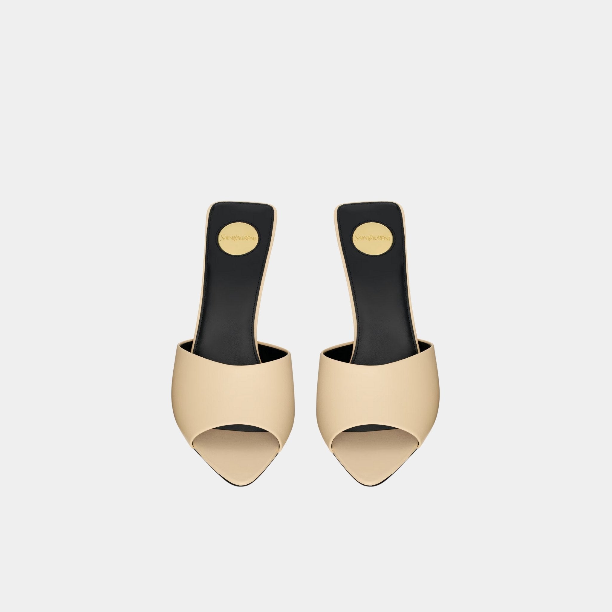 Yves Saint Laurent Romy Mules In Smooth Leather, Soft White, Front