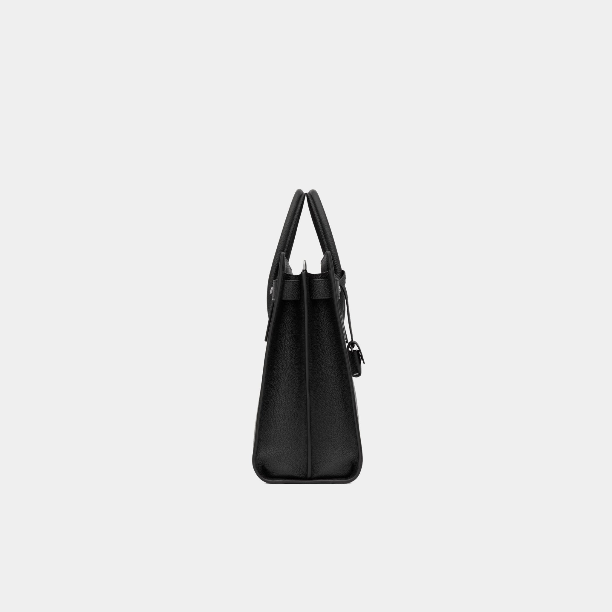 Yves Saint Laurent Sac De Jour Thin Large In Grained Leather, Black, Side