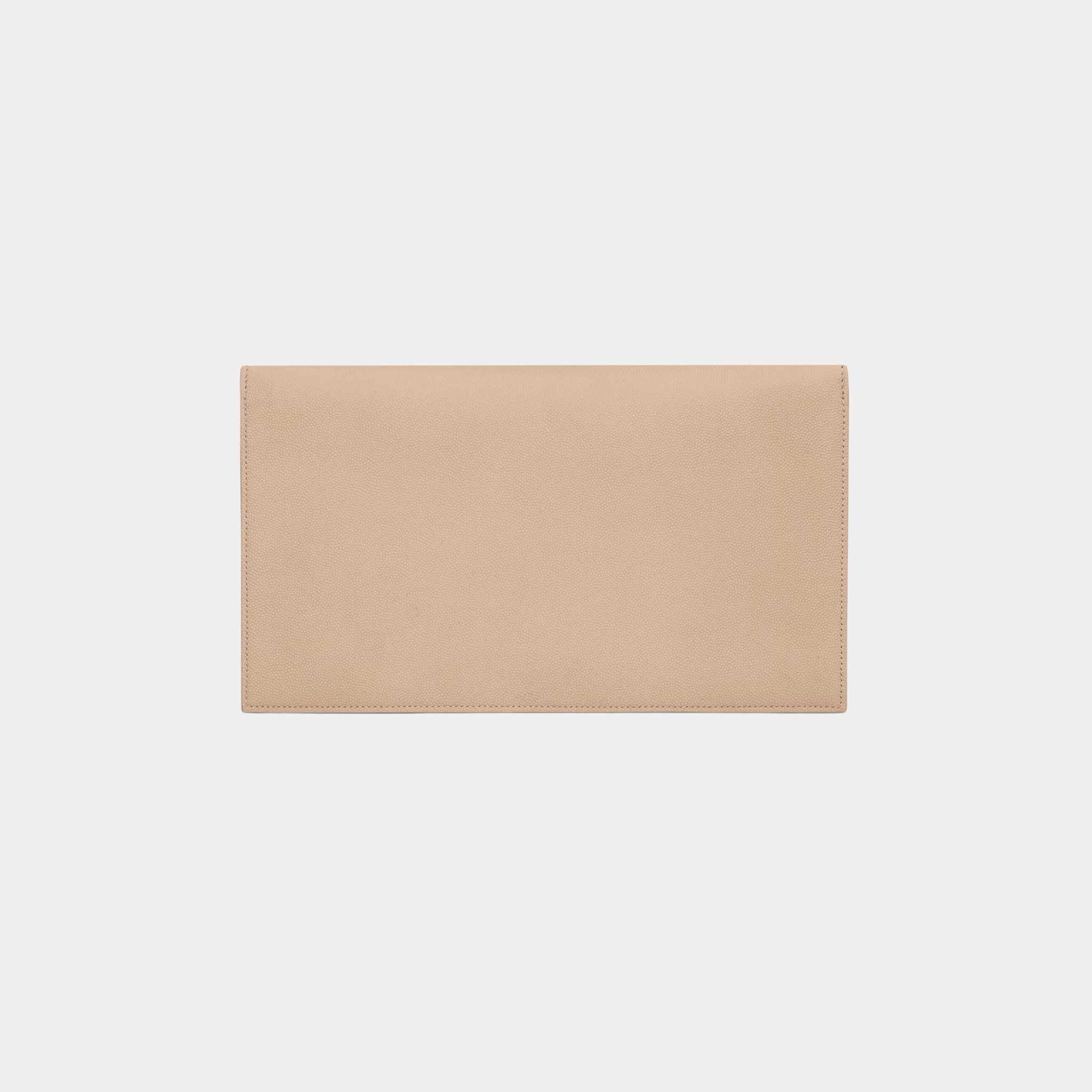 Yves Saint Laurent Uptown Pouch In Grain De Poudre Leather, Dark Beige, Back