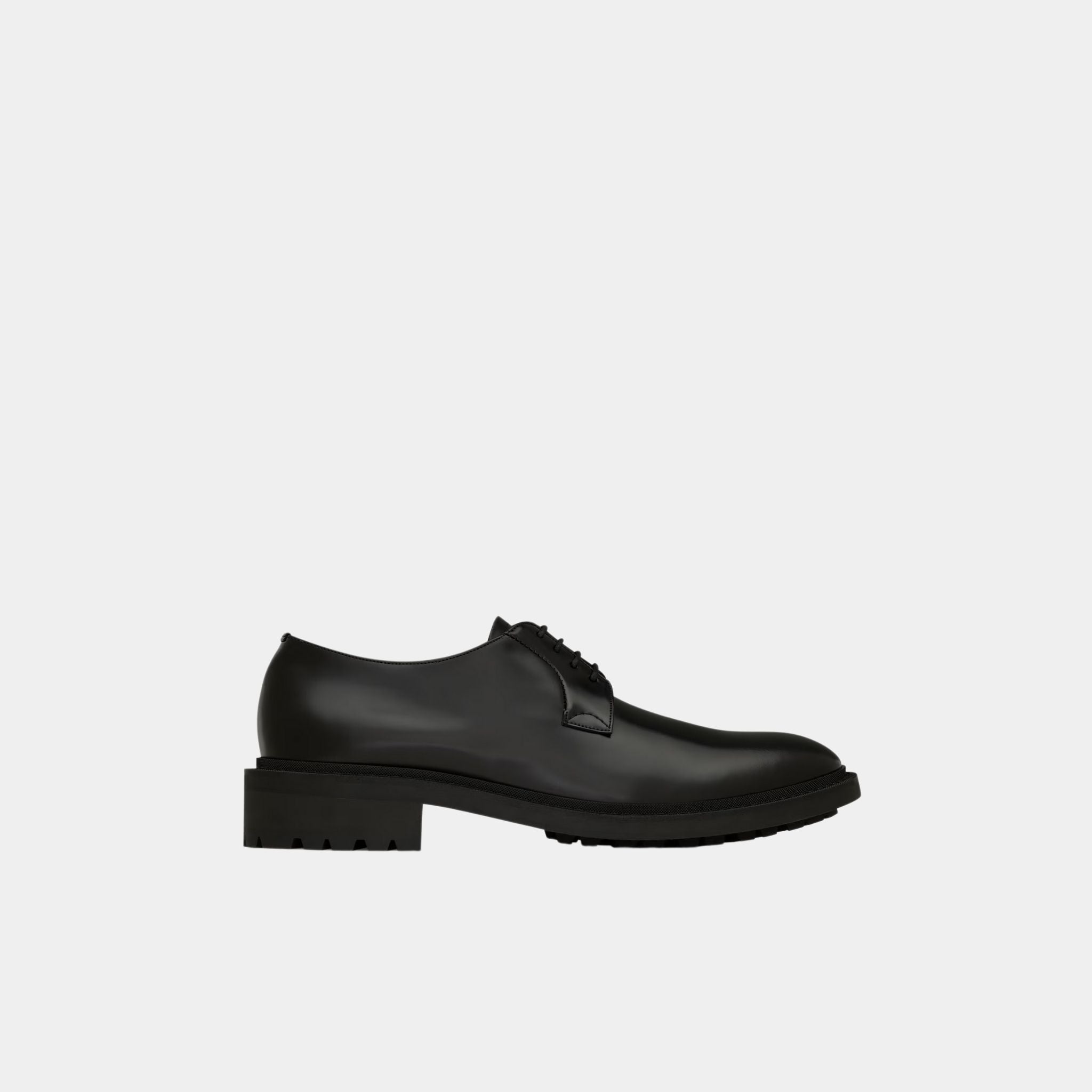 Yves Saint Laurent Antoine Derbies in Black Smooth Leather, Side